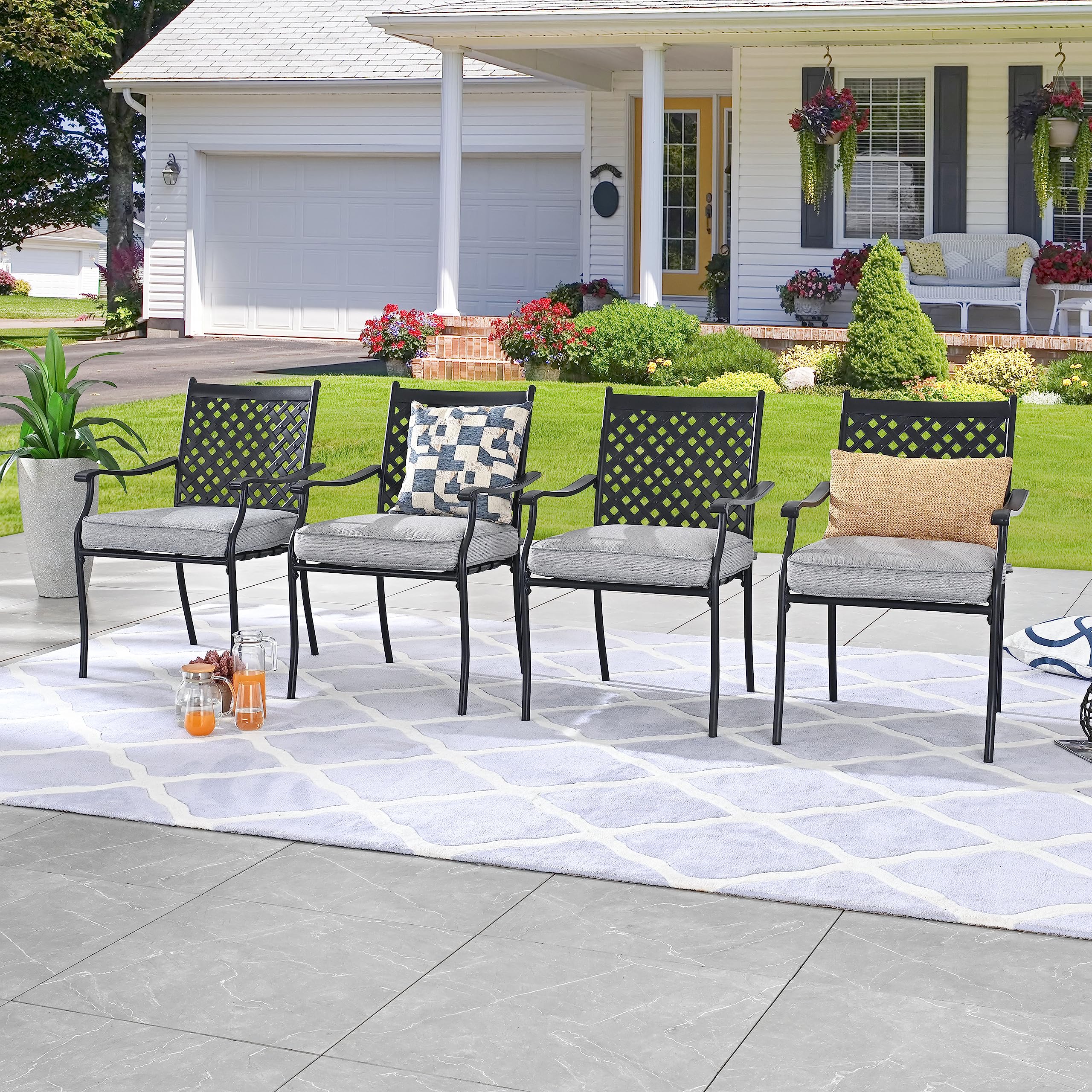 LOKATSE HOME 5-Piece Outdoor Patio Metal Dining Set with Table and Chairs - Weather-Resistant Garden Furniture for Backyard, Deck, Poolside & BBQ Parties