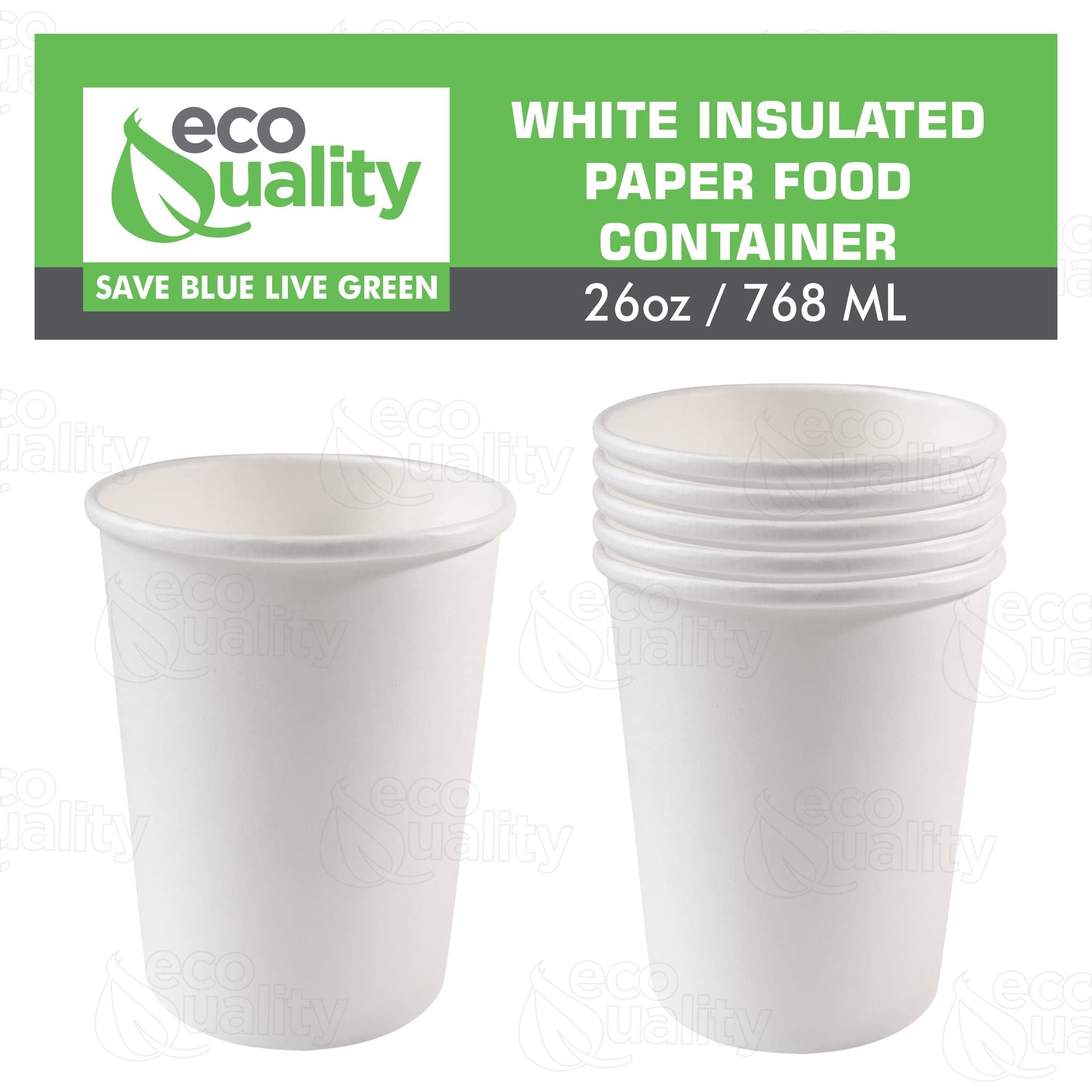Disposable 26oz White Paper Soup Containers - Eco-Friendly Ice Cream & Yogurt Cups - Microwave & Freezer Safe Food Storage Bowls for Takeout, Desserts, Parties (Pack of 200) | Perfect for Restaurants, Catering & Home Use