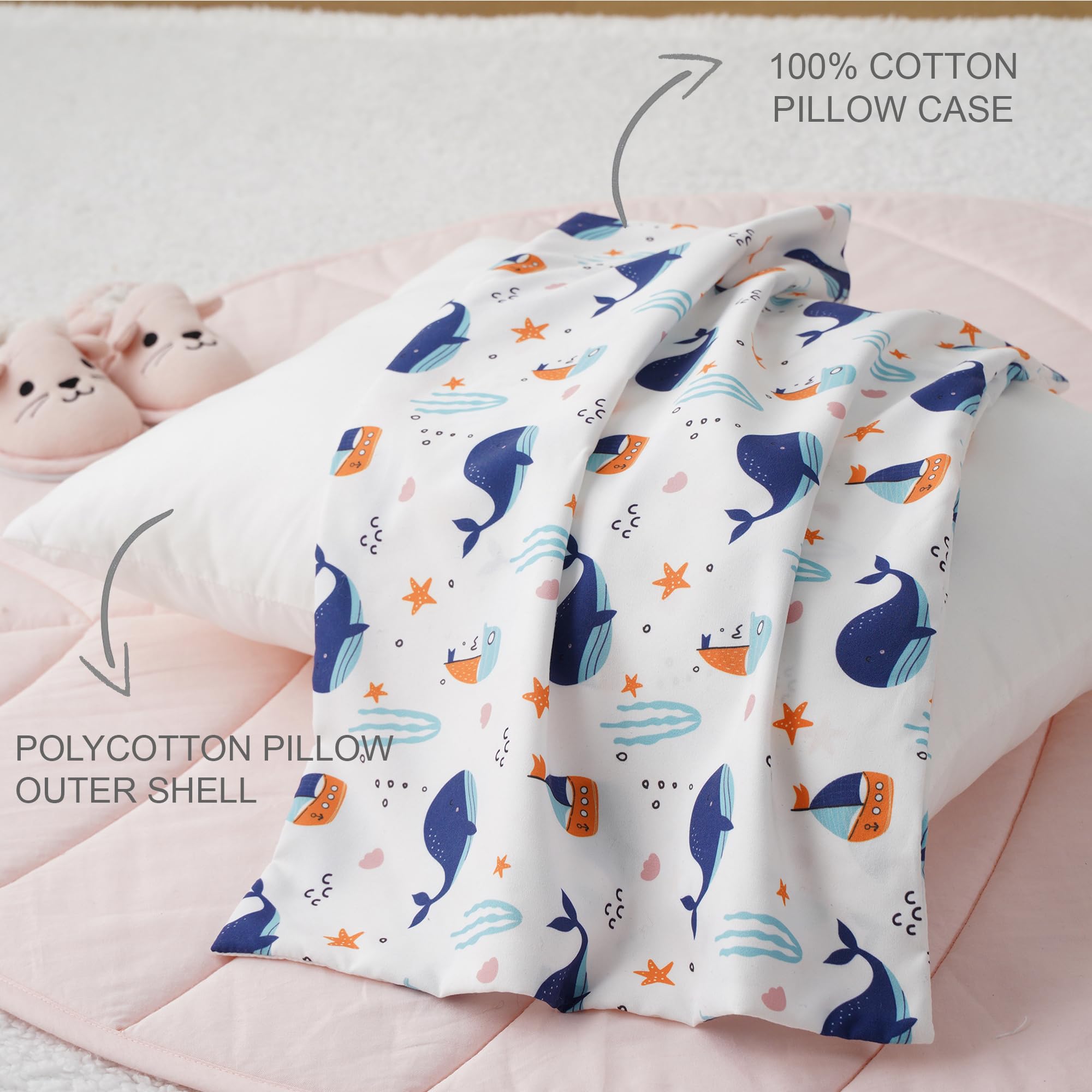 Soft Cotton Toddler Pillow for Kids 2-5 Years - 13x18 Inch for Comfortable Sleep