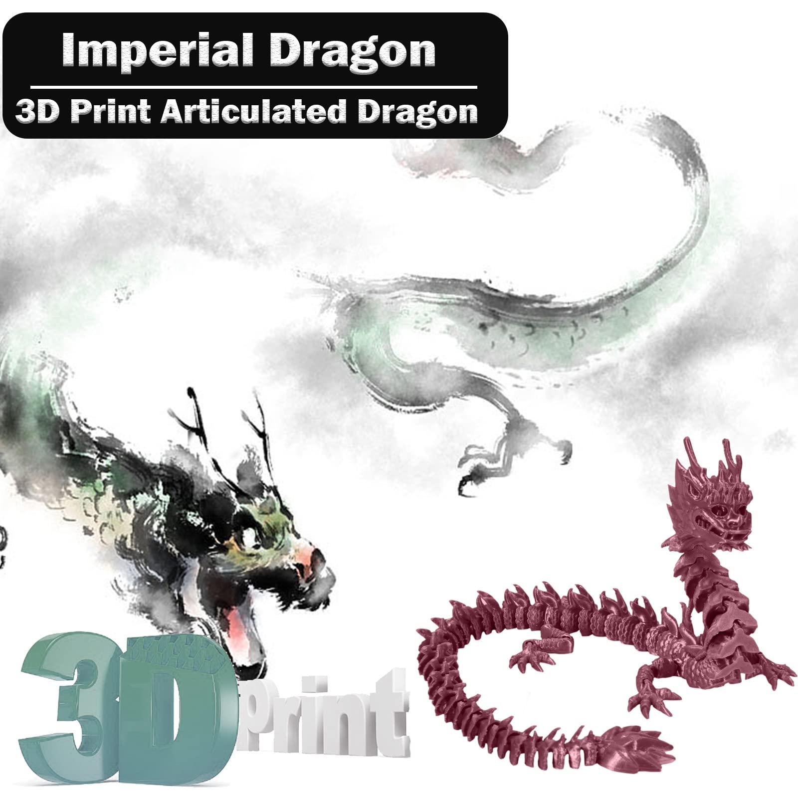 3D Printed Dragon Toy with Movable Joints - Anti-Stress Gift for Adults