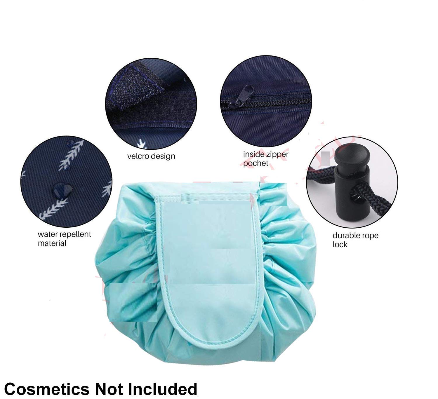 Tradevast Travel Makeup Organizer Bag - Waterproof Cosmetic Pouch with Drawstring for Women & Girls, Toiletry Bag for Bathroom & Travel (Green) - Perfect for Gym, Vacation & Daily Use
