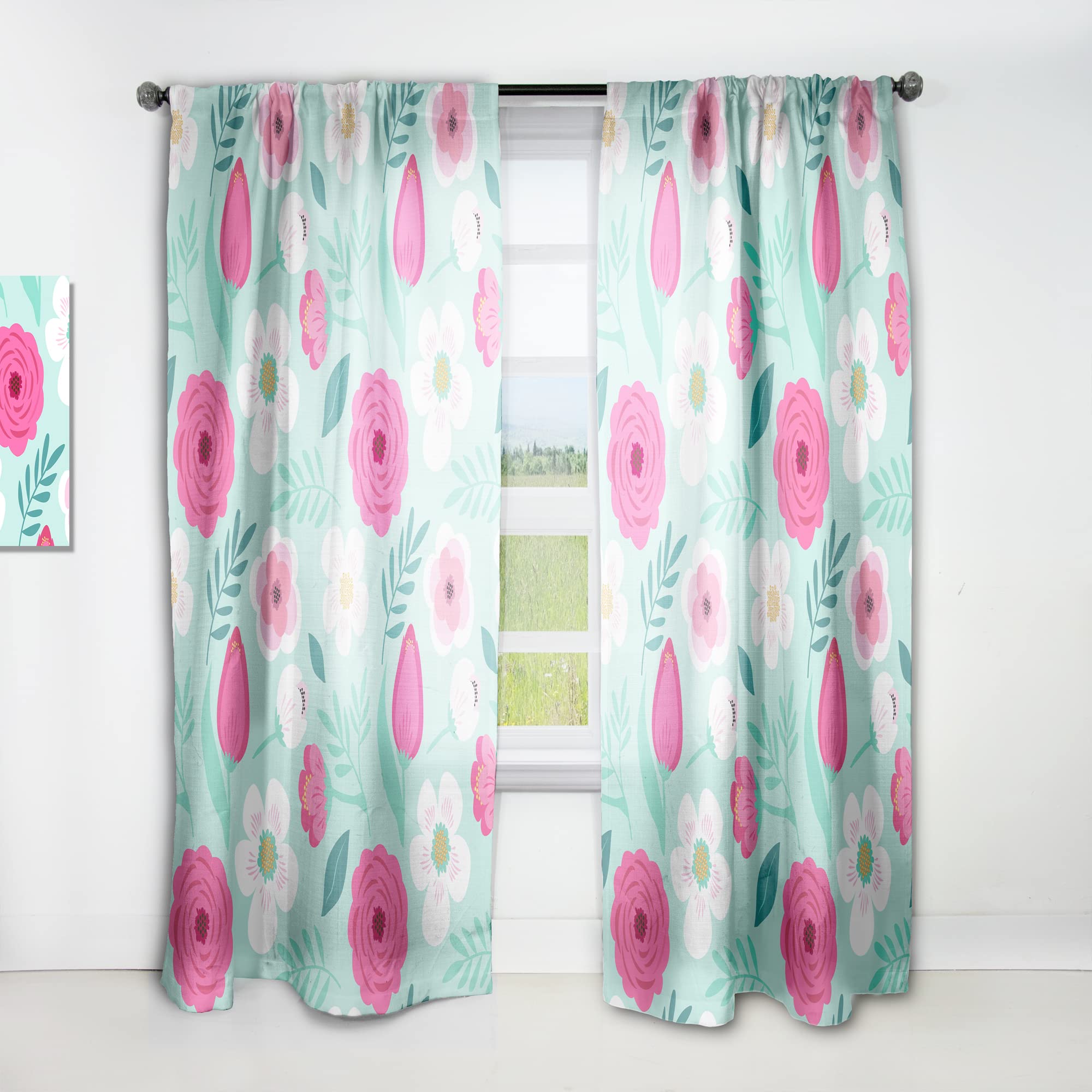 DesignQ Rustic Floral Leaf Blackout Curtains - Thermal Insulated Single Panel (52x108 inches) for Bedroom & Living Room - Noise Reducing & Energy Saving Window Drapes for Home Decor