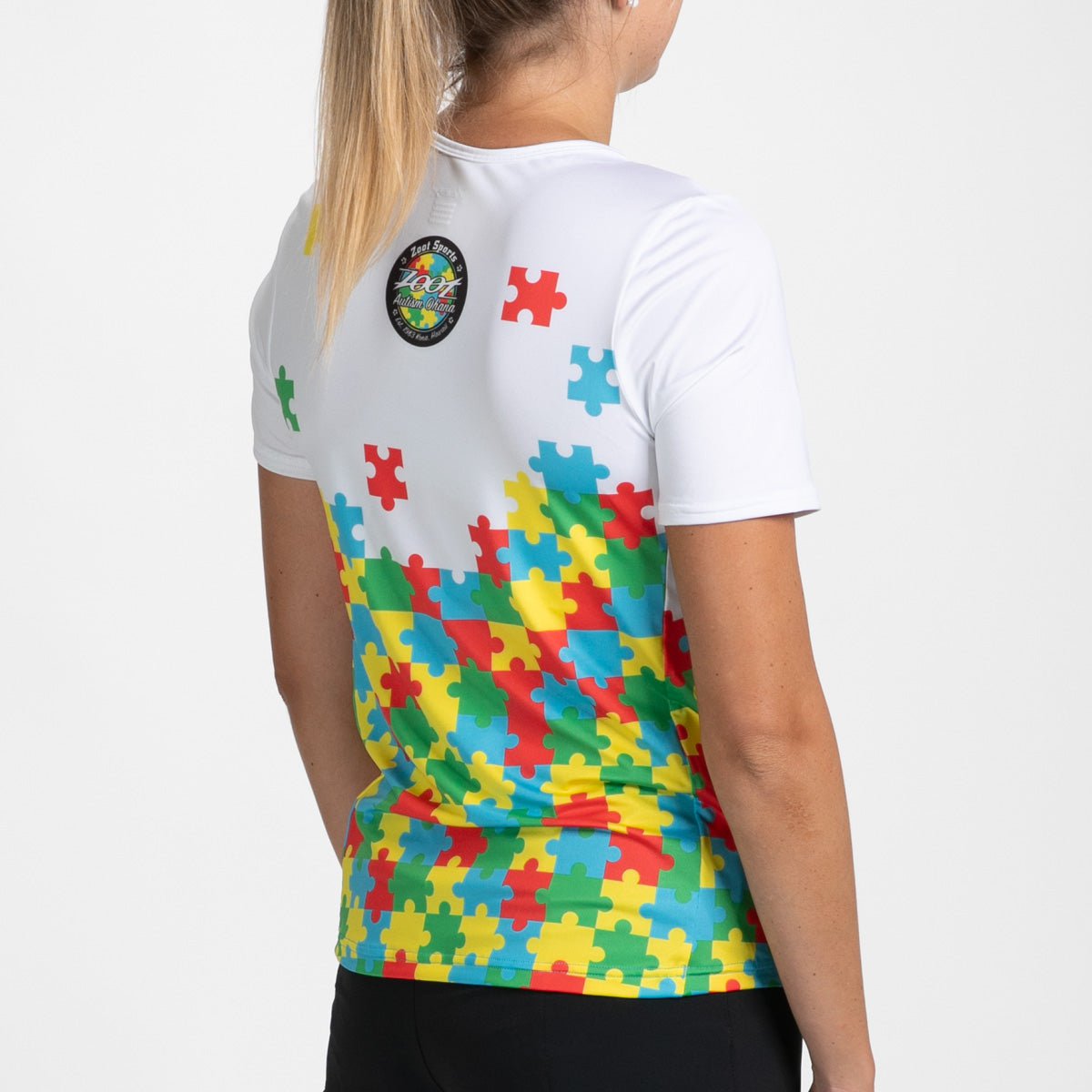 Women's Relaxed Fit Running T-Shirt - Autism Awareness Puzzle Print - Comfortable Athletic Tee for Jogging, Gym & Casual Wear