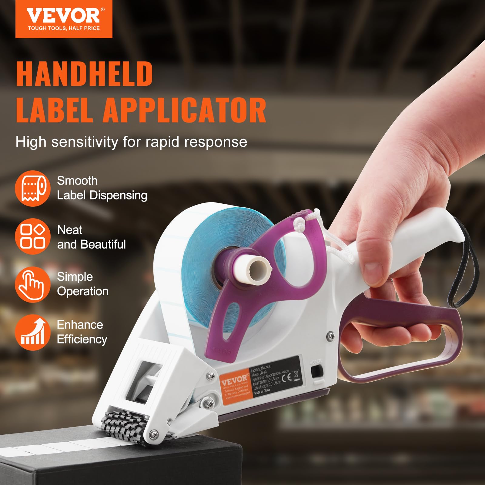 VEVOR Handheld Label Applicator Machine - Adjustable 0.59-2.17