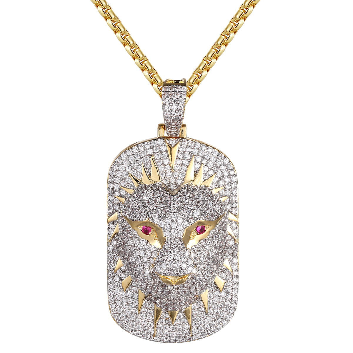 3D Panther Face Dog Tag with Ruby Eyes - Micro Pave Pendant Necklace for Men | Gothic Jewelry, Punk Accessories, Biker Gifts, Hip Hop Fashion Statement