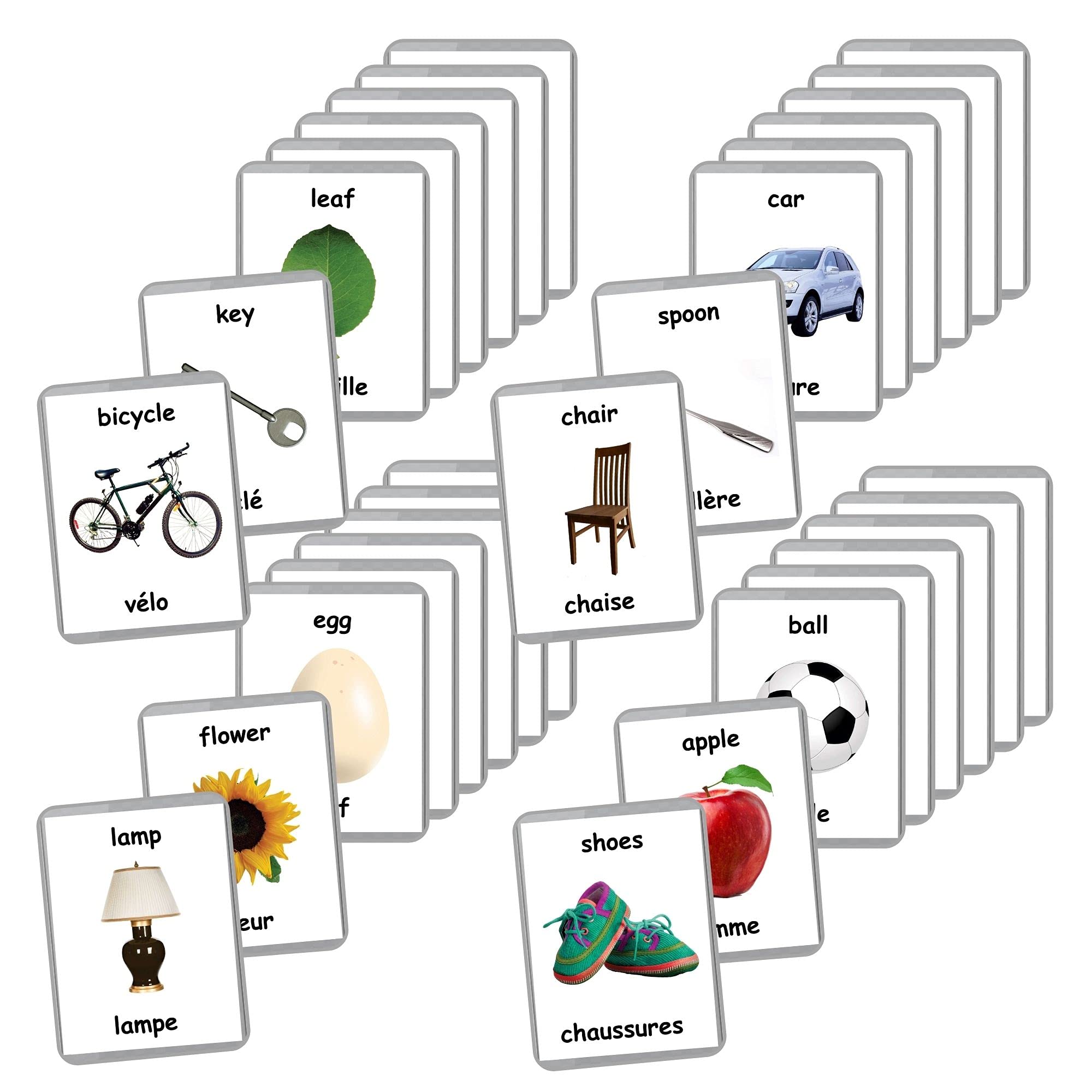 First Words Flash Cards - 48 Baby Learning Cards | Bilingual English & French | Early Education, Homeschooling & Toddler Development | Perfect for Preschool, Montessori & Home Learning Activities