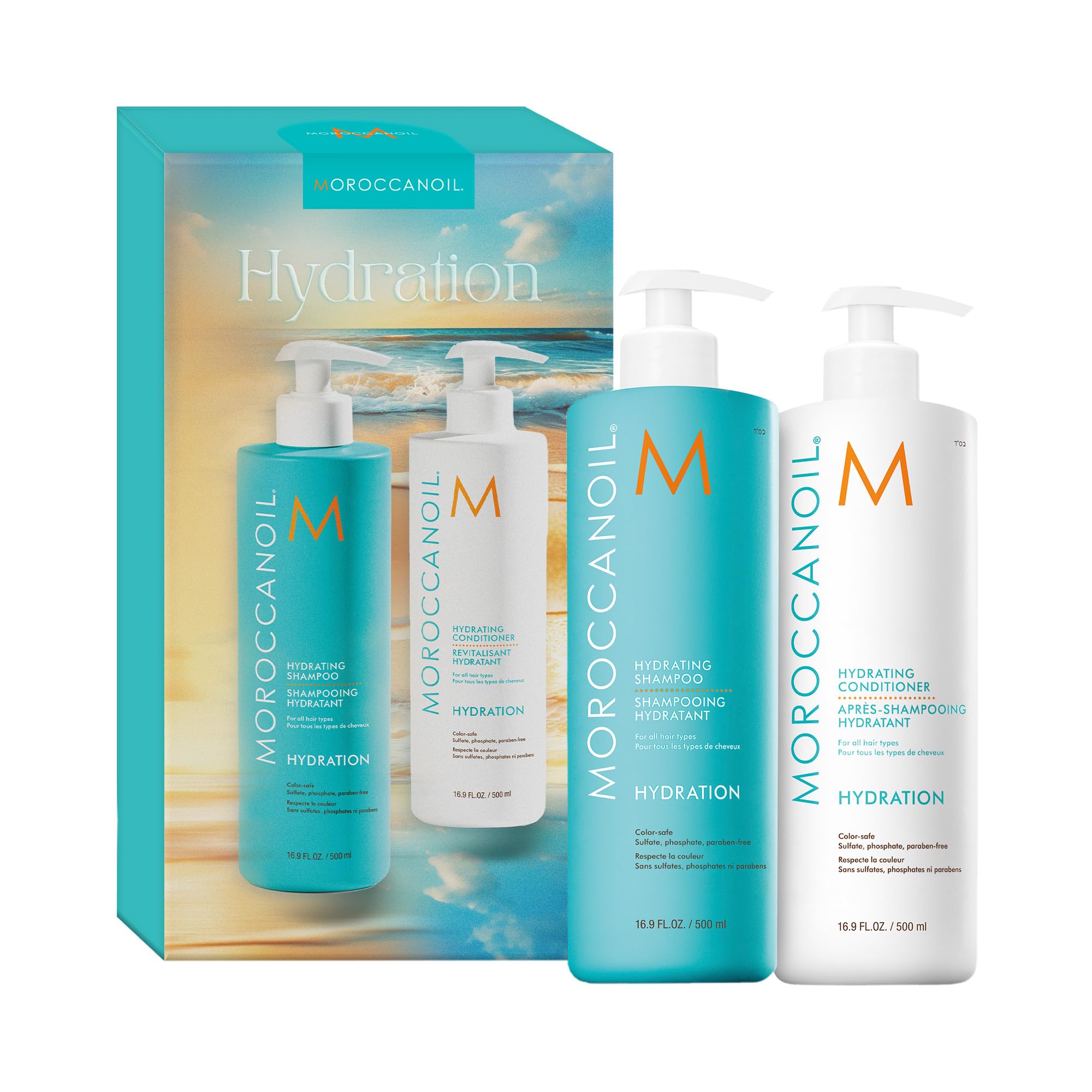 Moroccanoil Hydrating Shampoo & Conditioner Set - 16.9oz (500ml) for Dry & Damaged Hair - Salon Quality Hair Care with Argan Oil - Perfect for Daily Use & Deep Conditioning Treatments