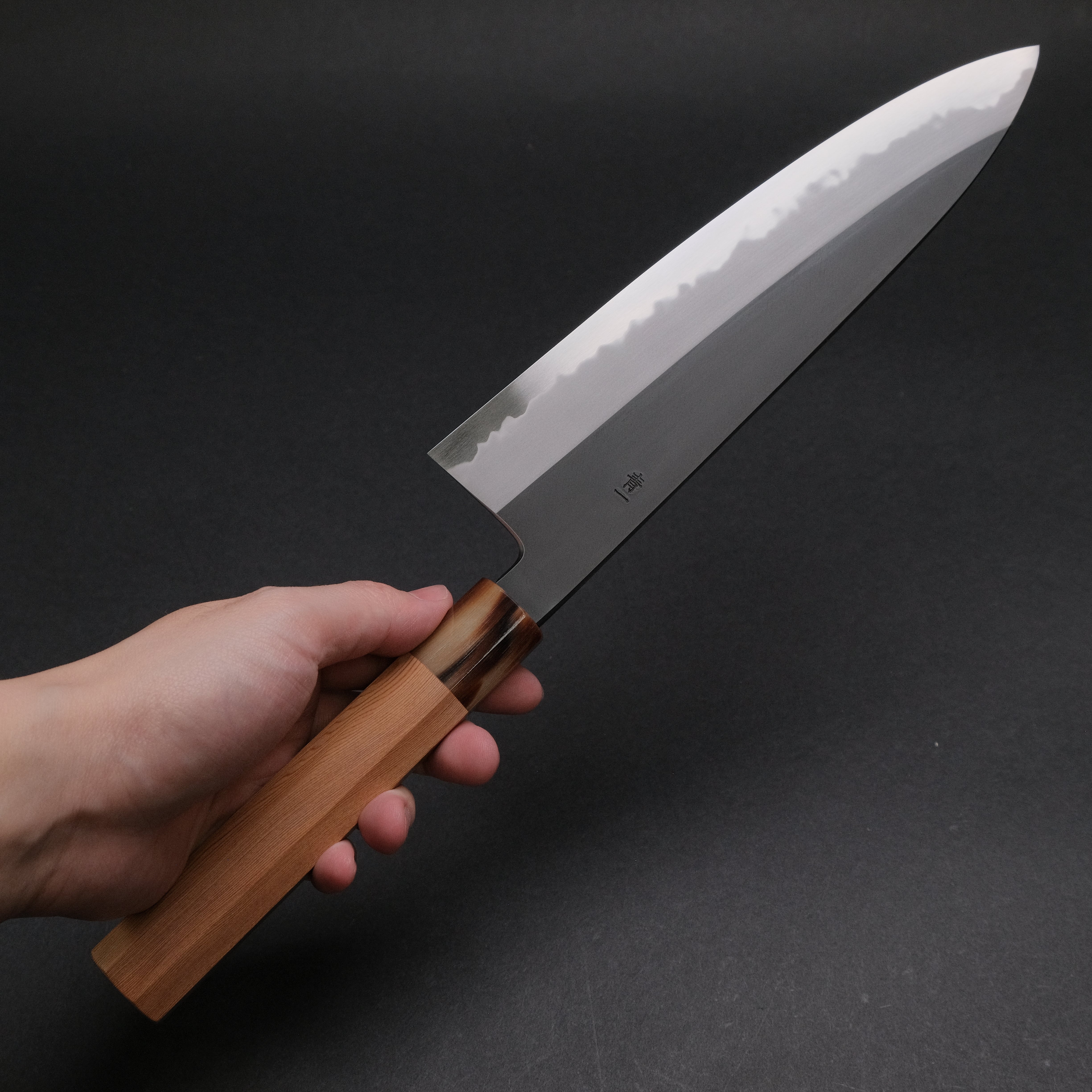 Hitohira Tanaka Kyuzo Blue #1 Kurouchi Gyuto 240mm Japanese Chef Knife - Extra Height Yakusugi Cedar Handle - Perfect for Sushi, Meat Cutting & Professional Kitchen Use