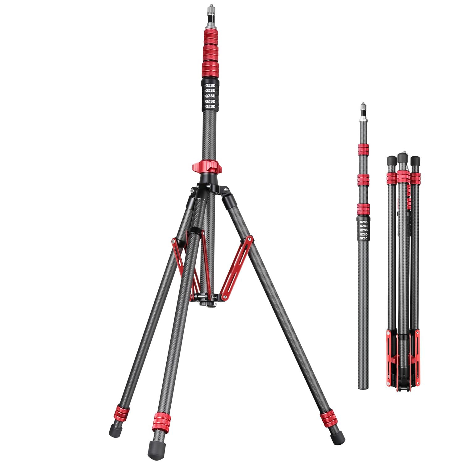 Carbon Fiber Light Stand - Adjustable 260cm/102in Photography Tripod for Studio, Speedlite Flash, Softbox & Strobe Lights | Heavy Duty Camera Stand with Carrying Bag | Perfect for Portrait, Product & Indoor Photography