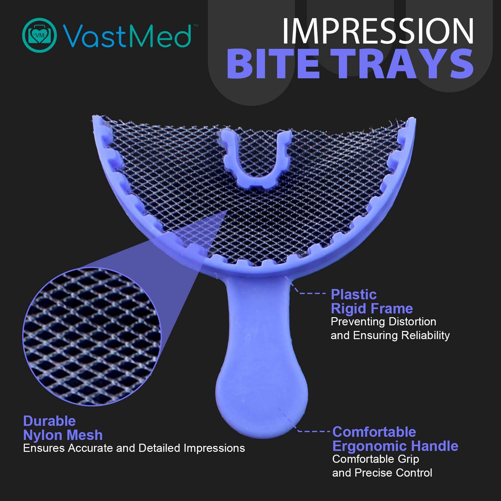 105PCs Dental Grade Disposable Triple Bite Registration Tray Set - Anterior Small Full Size | Professional Impression Trays with Rigid Plastic Frame & Nylon Mesh for Accurate Teeth Molds | Perfect for Dentists, Orthodontists & Dental Labs