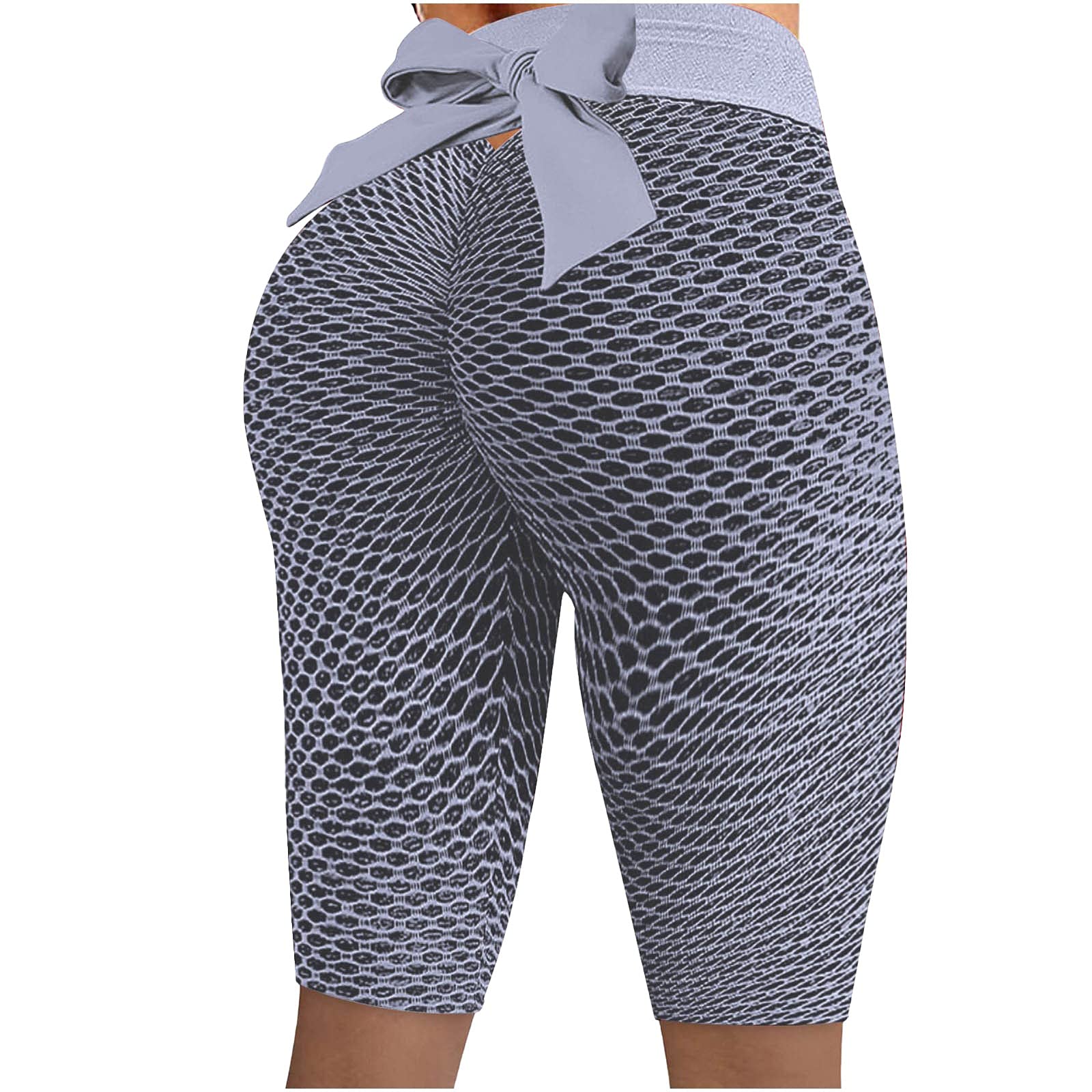 HUERTOP Women's High Waist Bike Shorts - White Biker Shorts with Bowknot Detail, Stretchy Yoga Workout Shorts for Cycling, Running, Gym & Summer Activities