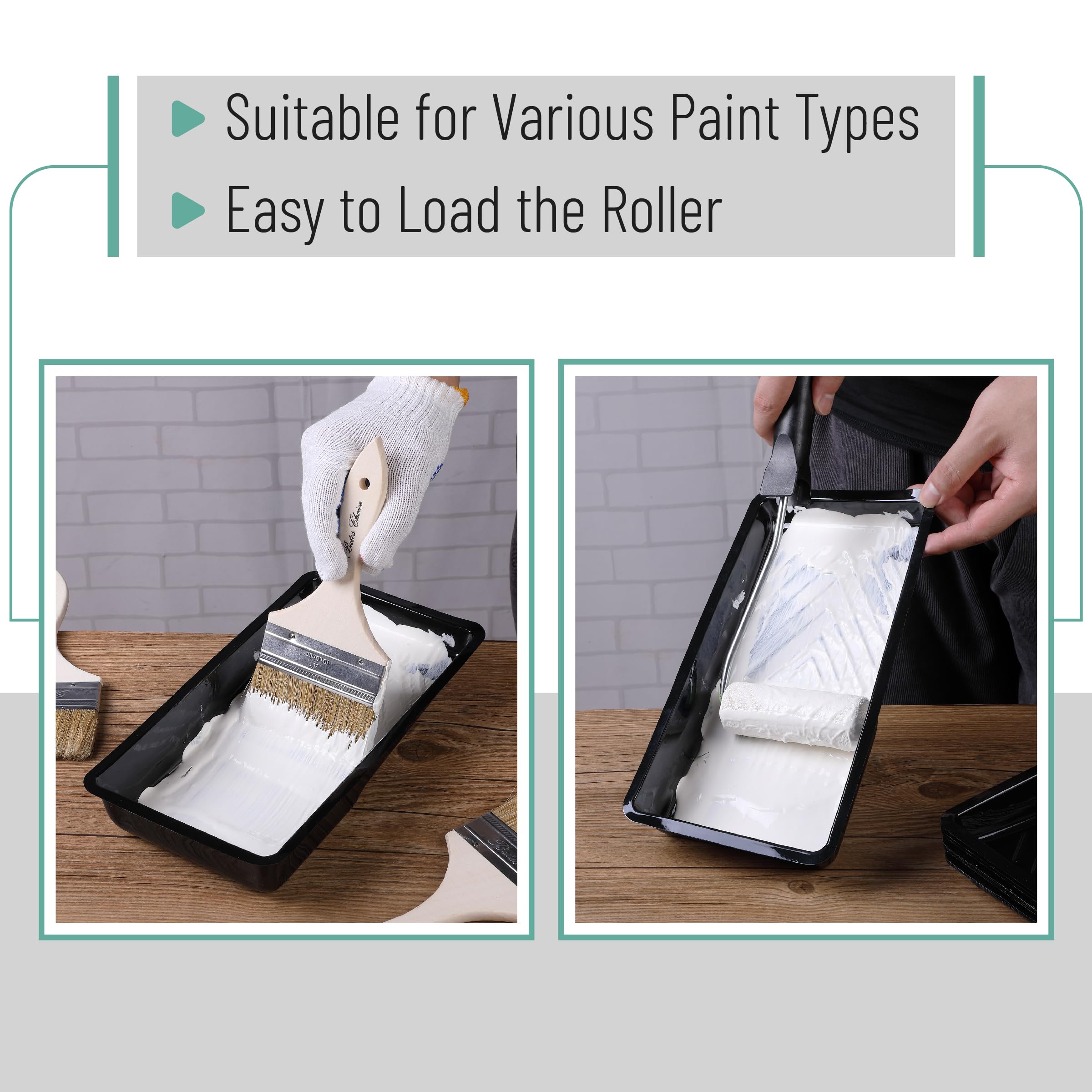 Bates 4 Inch Paint Tray Liners - 12 Pack Disposable Plastic Paint Roller Trays for Walls & Ceilings | Black Paint Pan Liners for Easy Cleanup & DIY Home Painting Projects