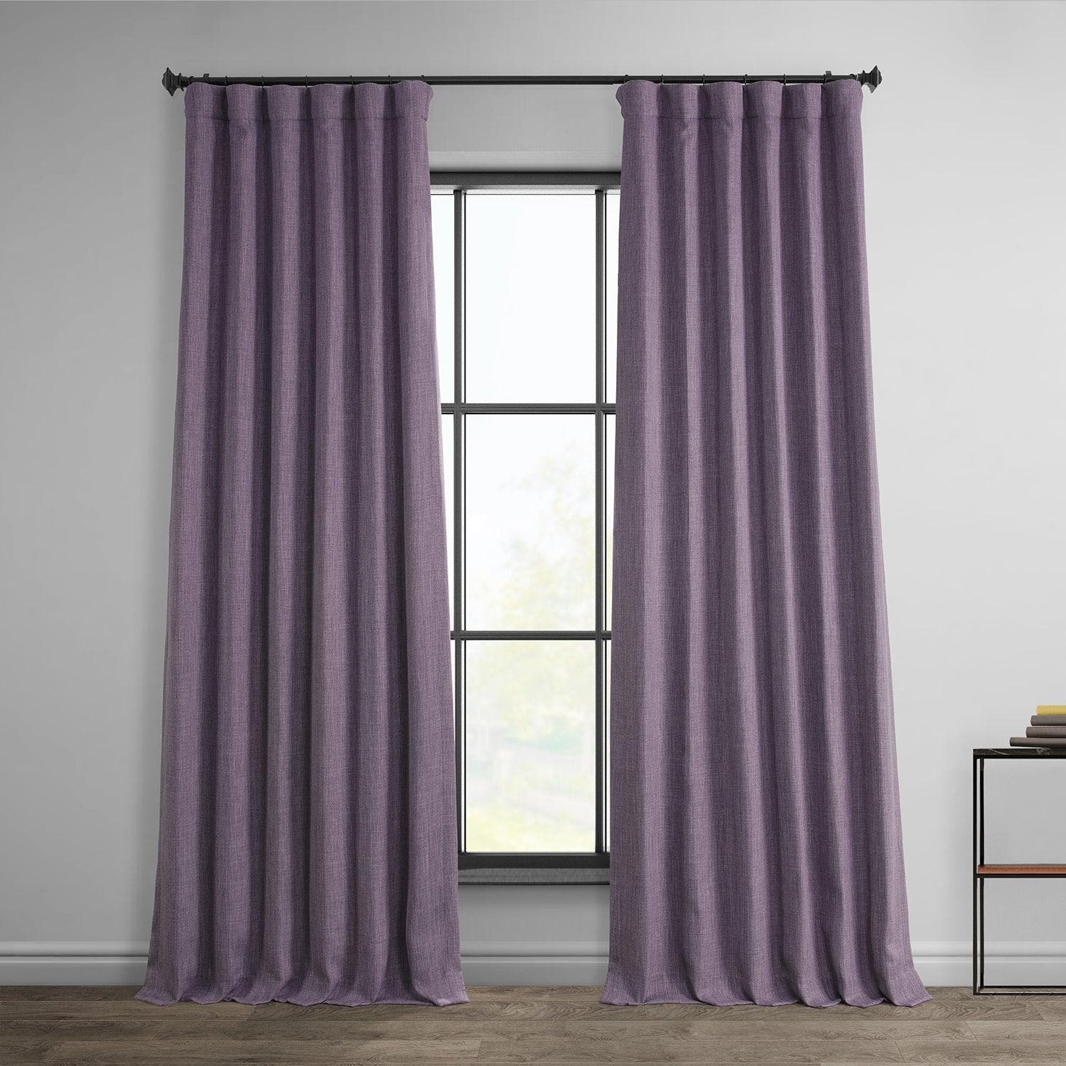 Iris Textured Faux Linen Blackout Curtains for Bedroom - Light Blocking Window Drapes for Home, Nursery & Office (Set of 2 Panels)