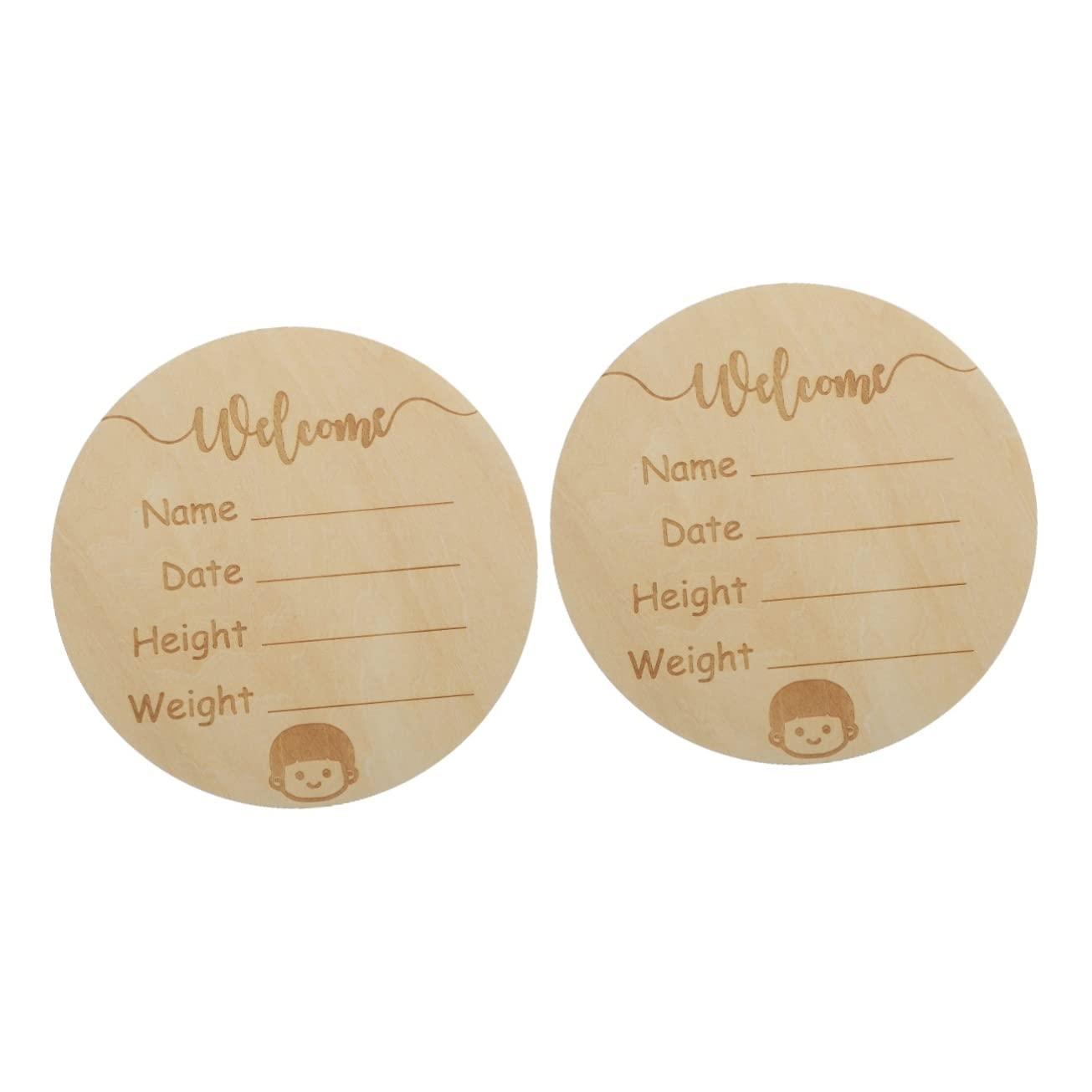 Wakauto 2pcs Wooden Baby Name Signs for Nursery Decor - Newborn Birth Announcement
