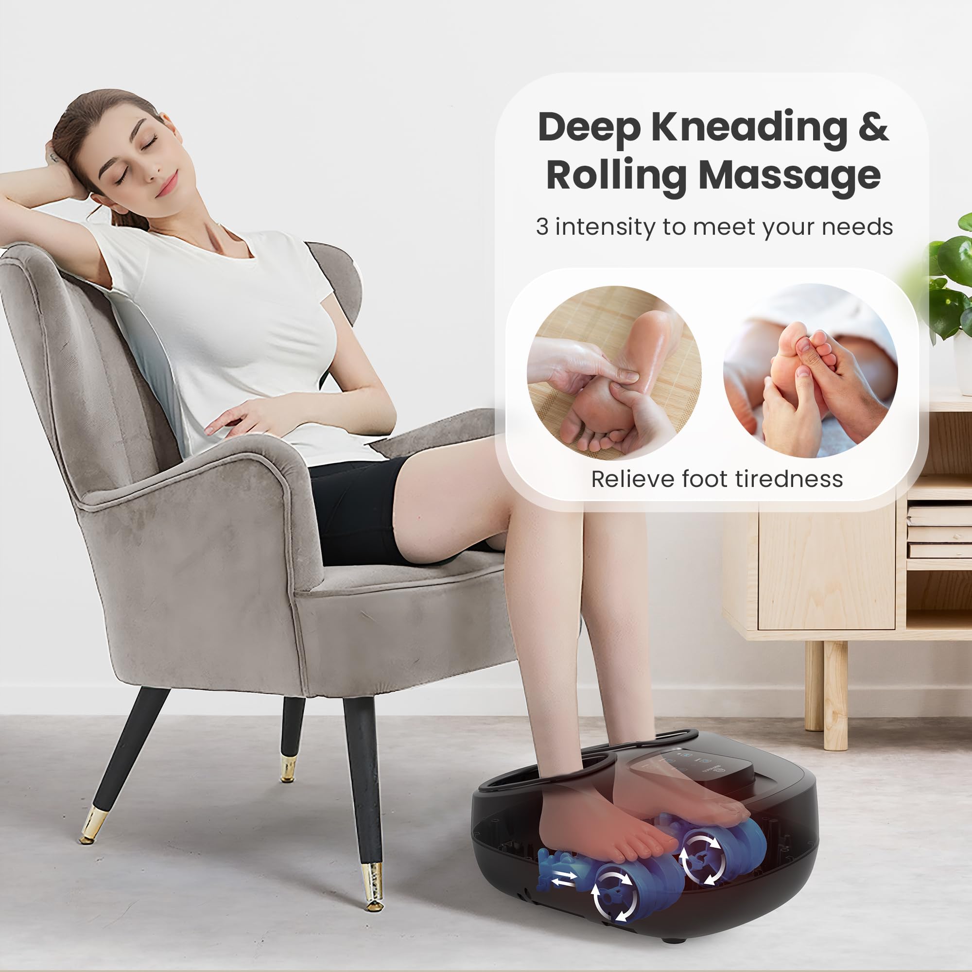 COMFIER Electric Foot Massager with Heat & Compression - Shiatsu Foot Massage Machine, Remote Control, 3 Timer Settings, Size 13 - Perfect for Relaxation, Pain Relief & Circulation - Ideal Gift for Men & Women (FSA/HSA Eligible) - Use at Home, Office or as Spa Treatment