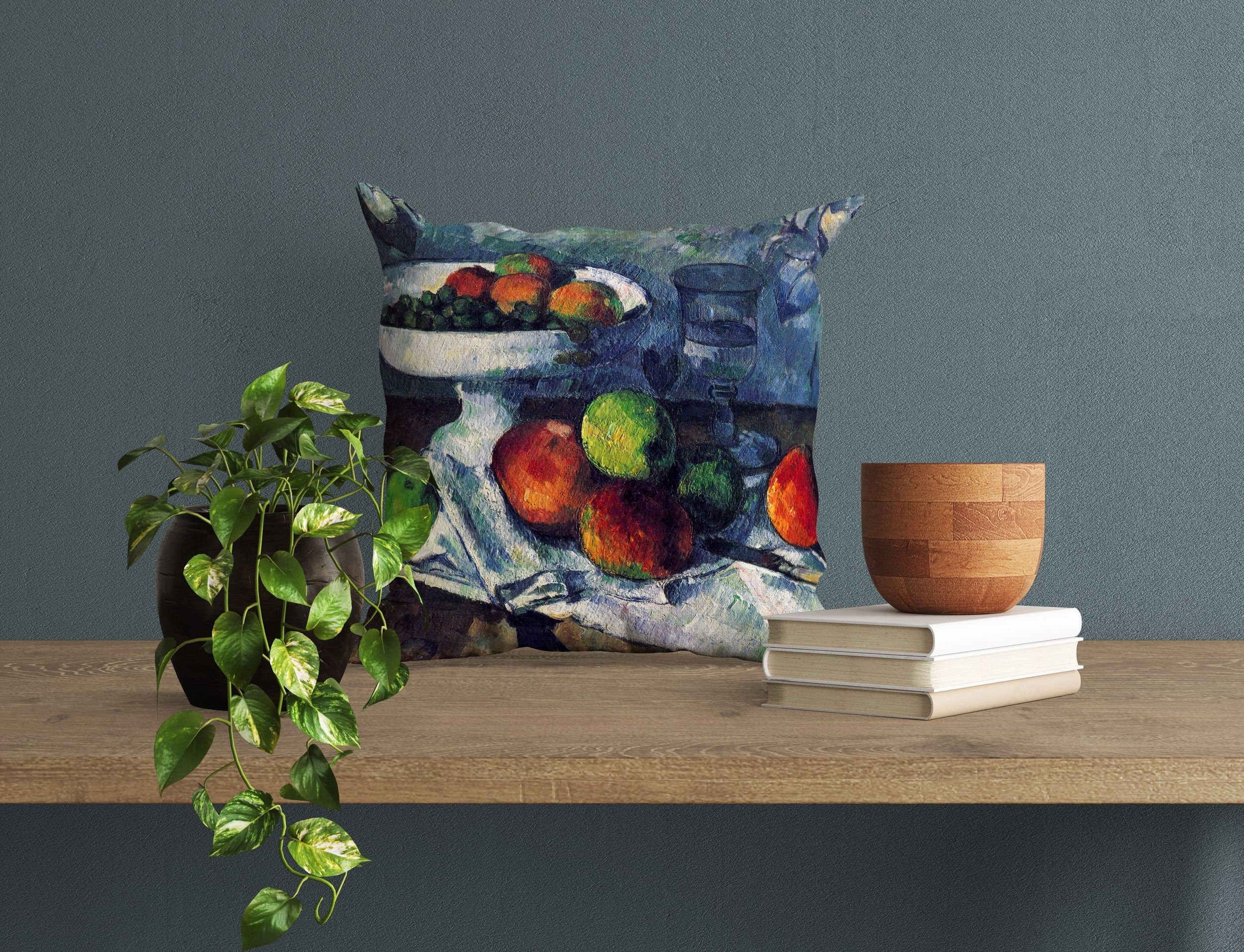 Paul Cezanne Famous Art Abstract Decorative Throw Pillow Cover - 22x22 Inch Modern Home Decor Cushion in Red & Blue - Perfect for Living Room, Bedroom & Office Decor