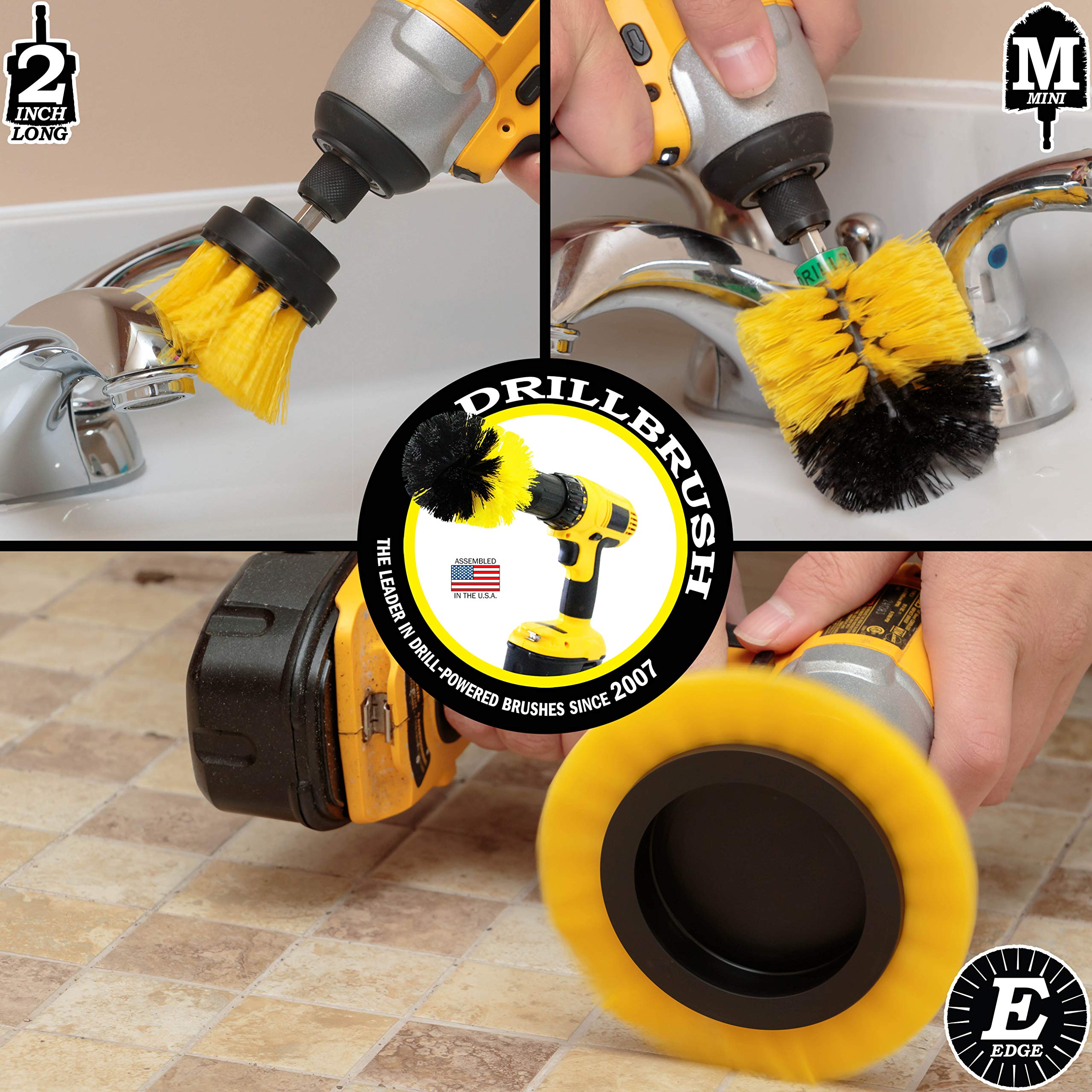 Useful Products Drill Brush Power Scrubber Set - 3-Piece Bathroom Cleaning Kit for Tile, Grout & Shower - Electric Drill Brush Attachments for Deep Cleaning - Perfect for Bathroom, Kitchen & Outdoor Surfaces