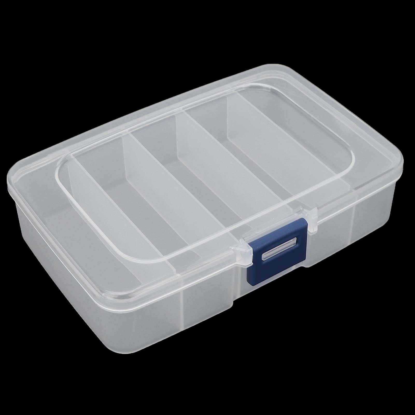 Clear Plastic Organizer Box with 5 Adjustable Grids - Transvisible Storage Container for Beads, Jewelry, Fishing Tackles & DIY Crafts | Perfect for Art Supplies, Craft Room & Workshop Organization