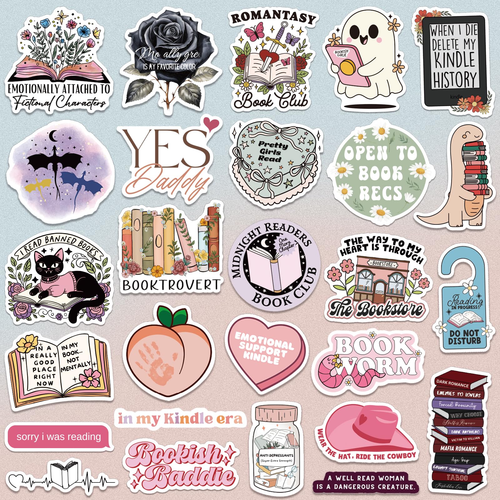 150 PCS Holographic Book Stickers for Kindle & Laptops - Waterproof Vinyl Decals for Ebook Readers, Water Bottles, Journals & Scrapbooks - Perfect for Book Lovers, Reading Enthusiasts & Booktok Fans