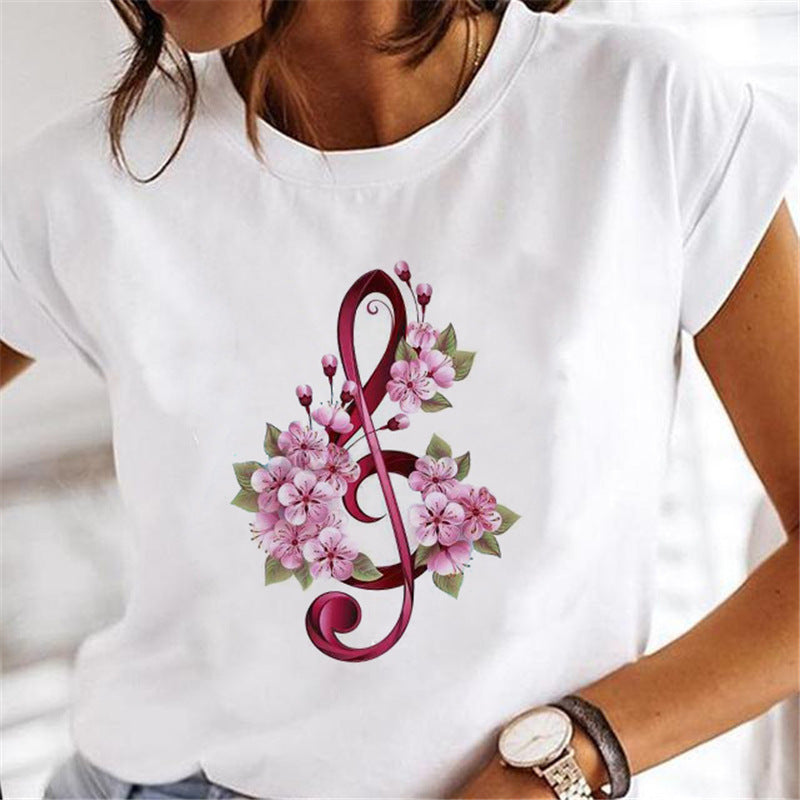 Women's Dandelion Print Cartoon T-Shirt - Fashion Casual Short Sleeve Tee for Women - Perfect for Summer Outfits, Streetwear & Graphic Tee Lovers
