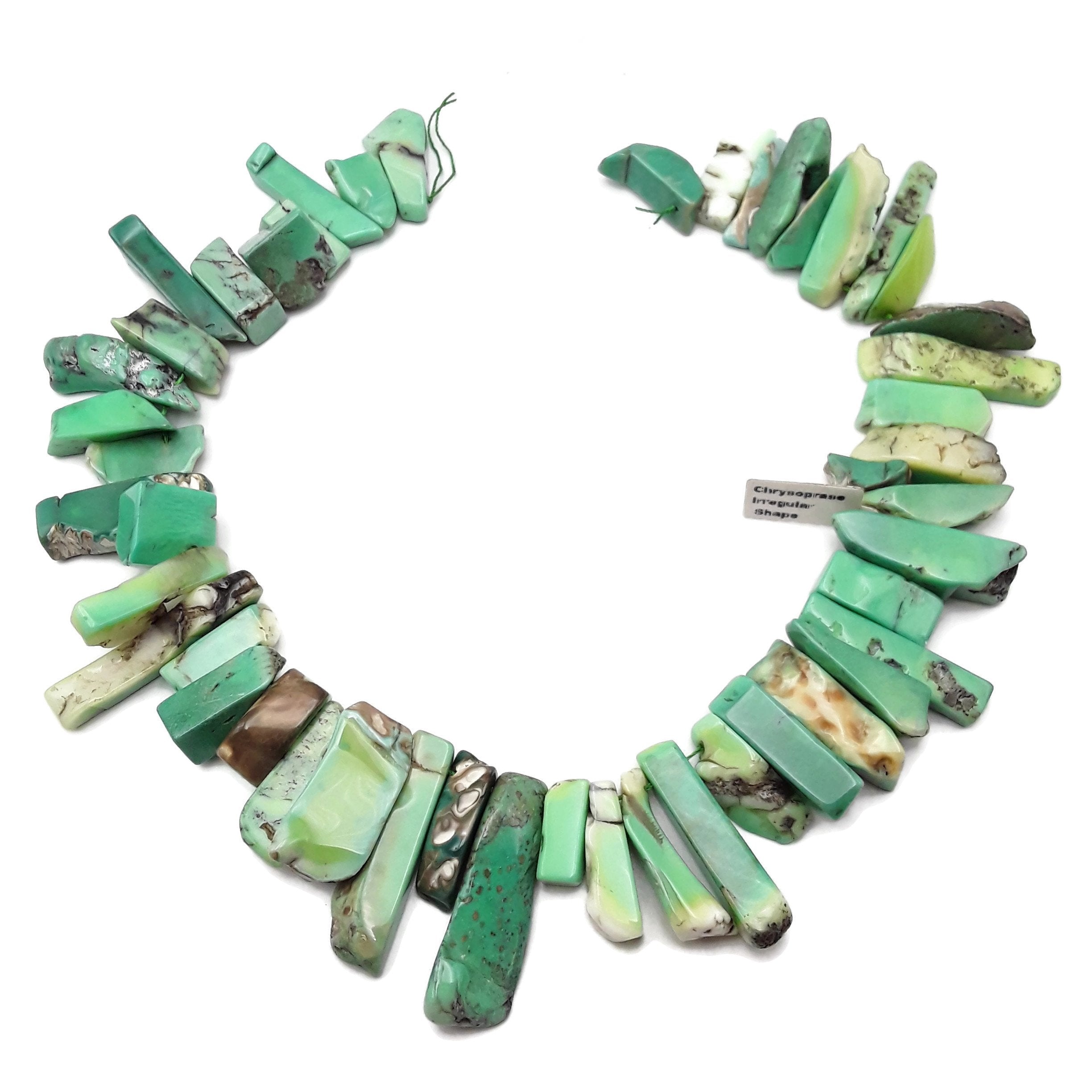 Natural Chrysoprase Beads Strand - 15.5 Inch Graduated Irregular Slab Slice (20-40mm) for Jewelry Making, DIY Crafts & Healing Crystal Decorations