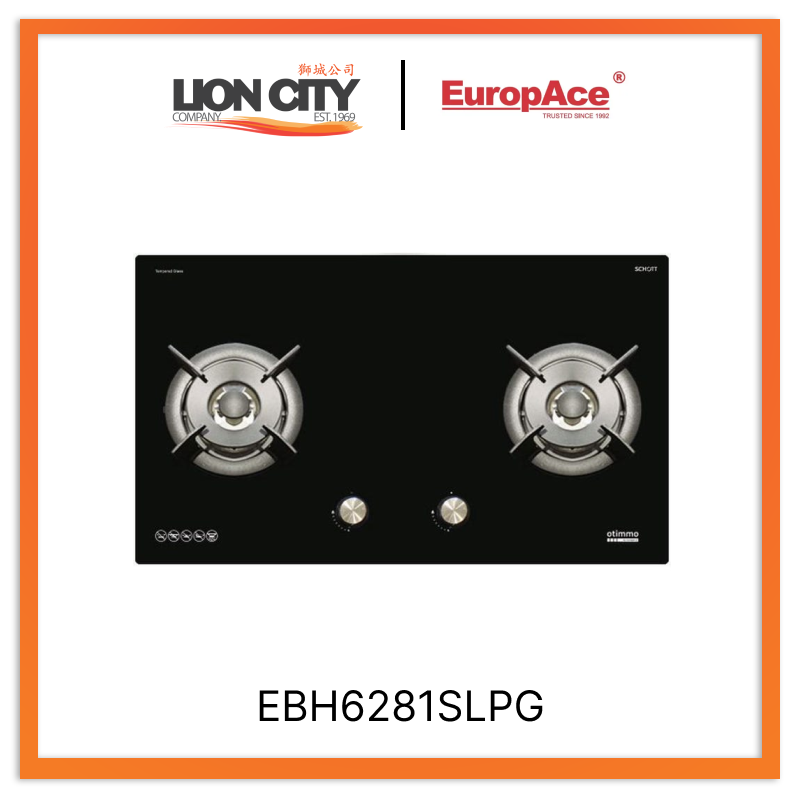 Europace EBH6281S 2 Burner 80cm Slim Gas Cooker Hob with Schott Glass - LPG Convertible for Modern Kitchens | Space-Saving Design for Small Homes & Apartments | Easy Cleaning & Durable Cooking Surface