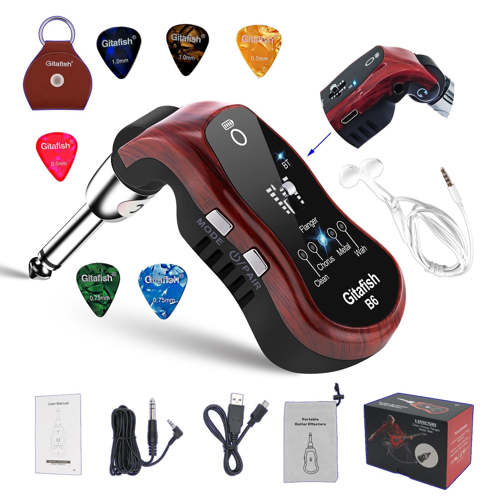 Portable Mini Bass Amp with Bluetooth - Electric Guitar Amplifier for Headphones | Compact & Lightweight for Travel, Practice, and Home Use