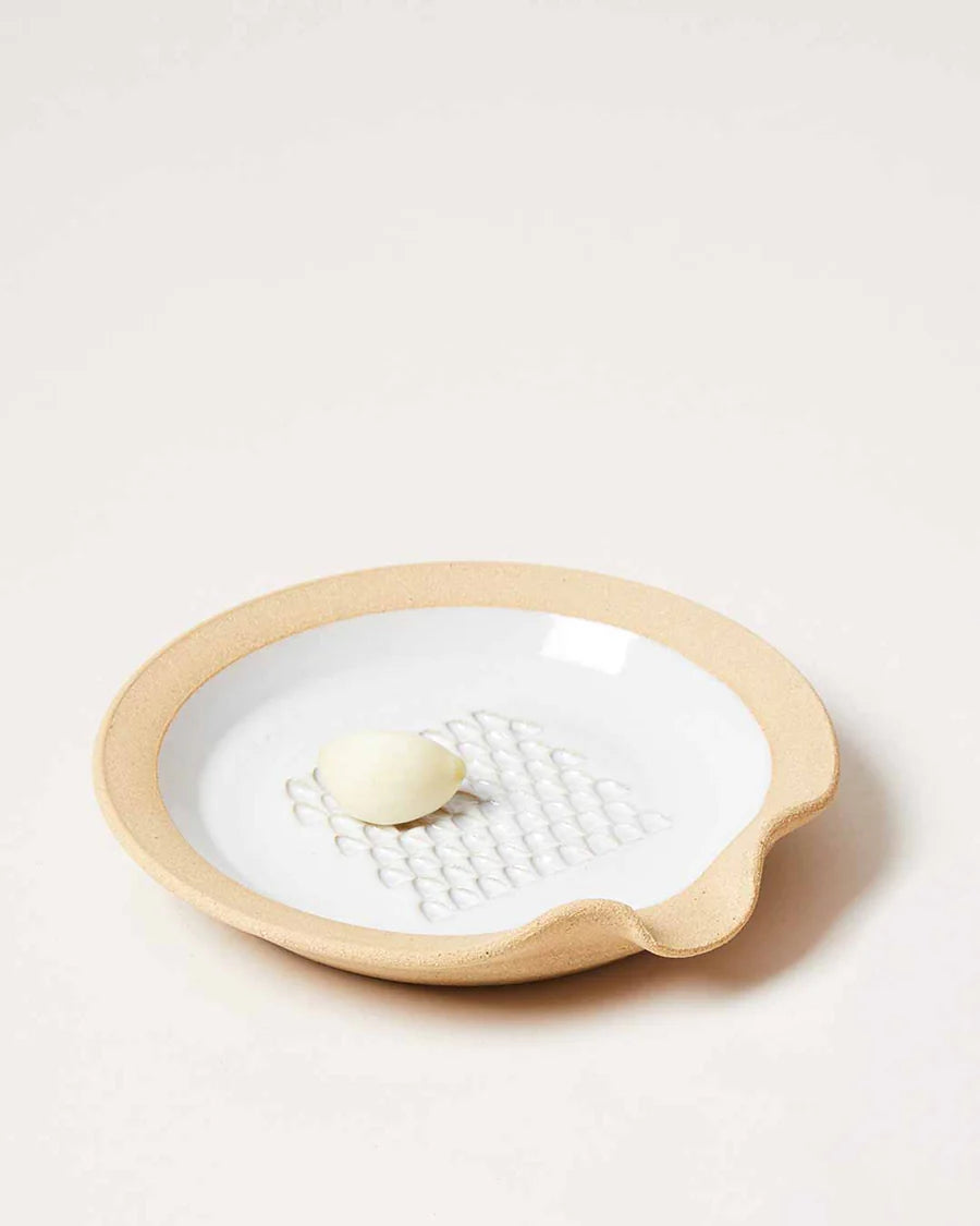 Farmhouse Pottery Silo Garlic Grater Dish - Ceramic Garlic Grinder & Keeper for Fresh Garlic - Perfect for Cooking, Baking & Kitchen Decor