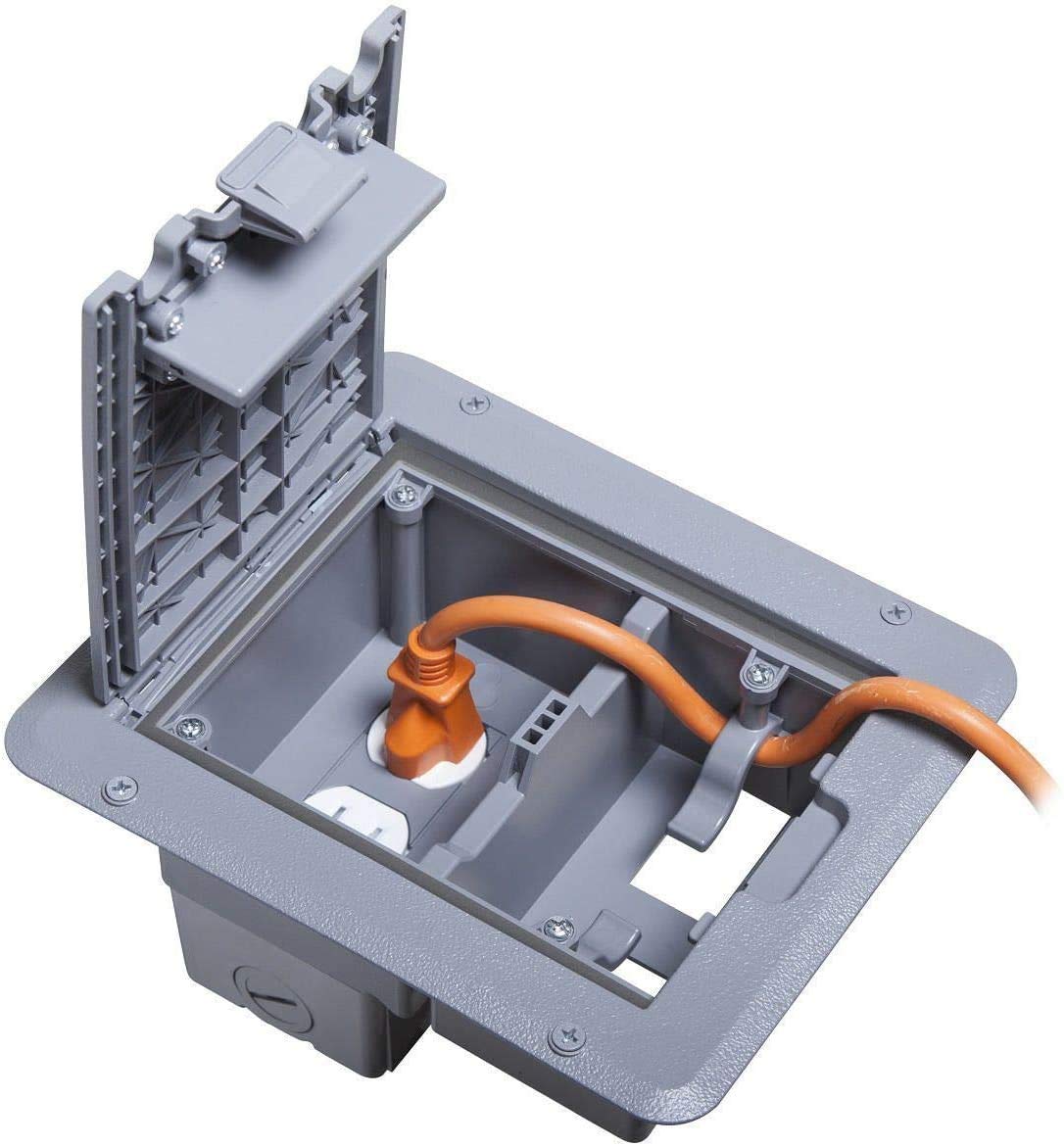 TayMac 1-Gang Grey Deck & Floor Cover - Weatherproof Electrical Outlet Box Cover for Outdoor & Indoor Use - Ideal for Patios, Garages & Basements