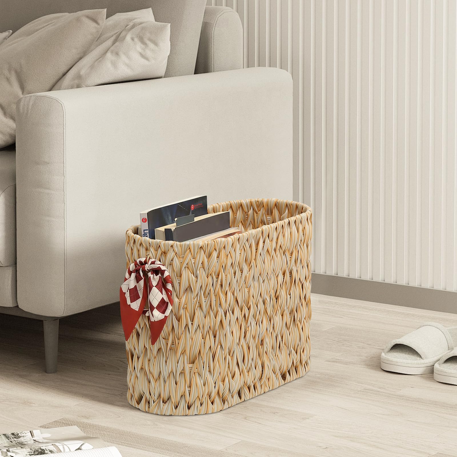 6 Mega Roll Toilet Paper Storage Holder with Bathroom Basket for Towels & Magazines - Laundry Organizer (1 Pack, Buttermilk) | Space-Saving Bathroom & Laundry Room Storage Solution