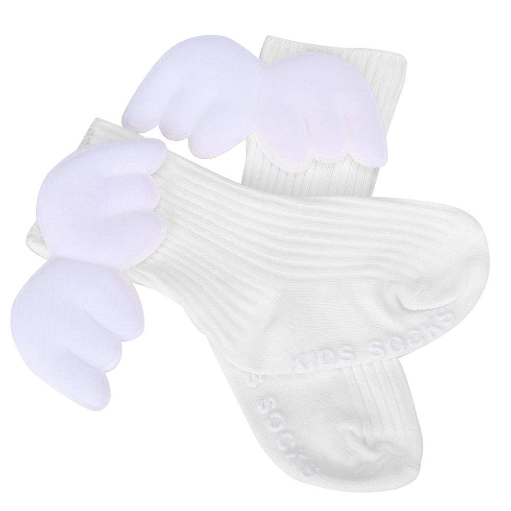 1 Pair Baby Girls Socks with Angel Wings & Ruffles - Soft Knee High Leg Warmers for Infants & Toddlers - Perfect for Winter Warmth, Photoshoots & Special Occasions