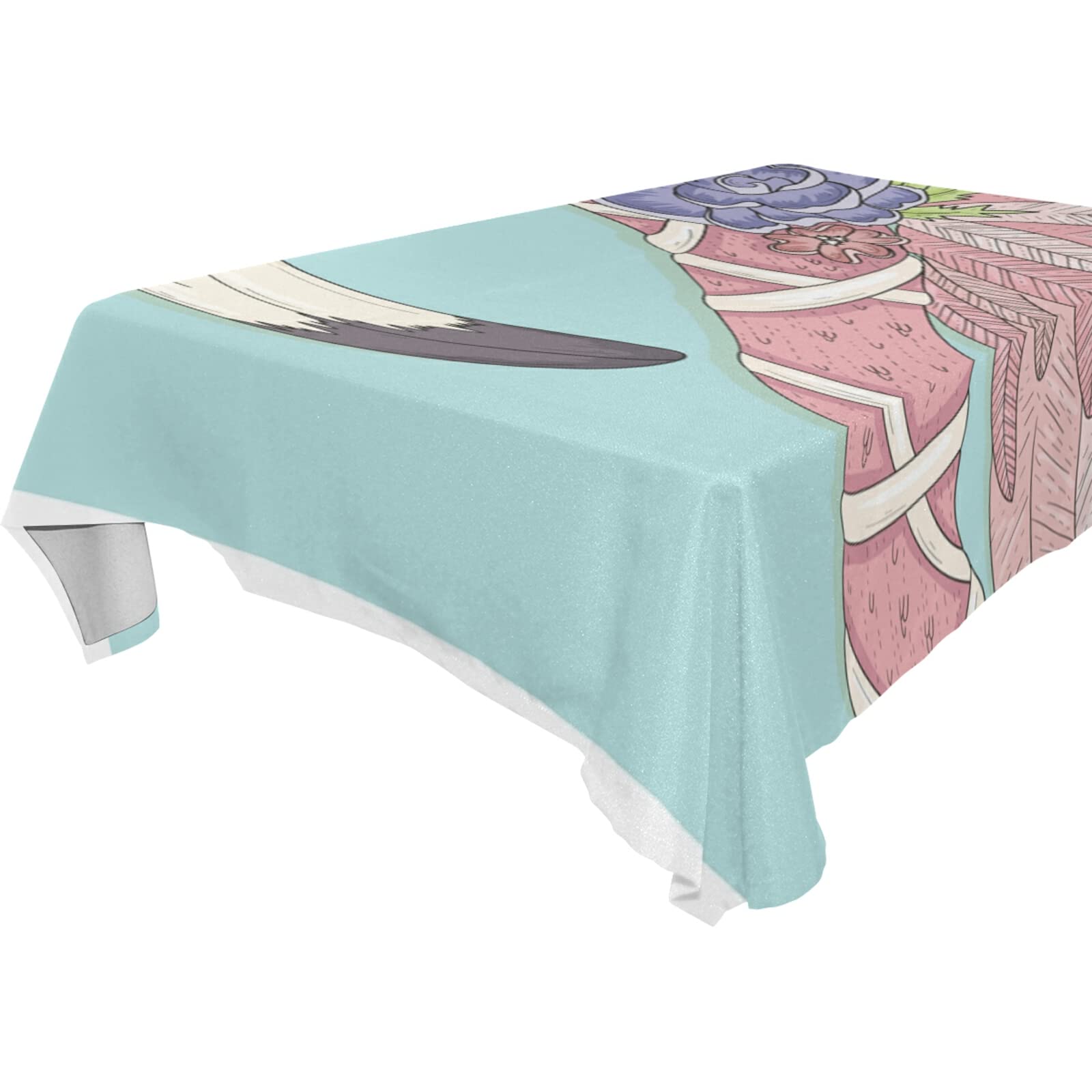 52x70 Inch Flamingo Tablecloth with Crown & Flower Design - Pink Waterproof Table Cover for Kitchen, Dining, Farmhouse Party, Buffet, Picnic & Outdoor Rustic Decor - Washable Fabric Table Runner & Protector