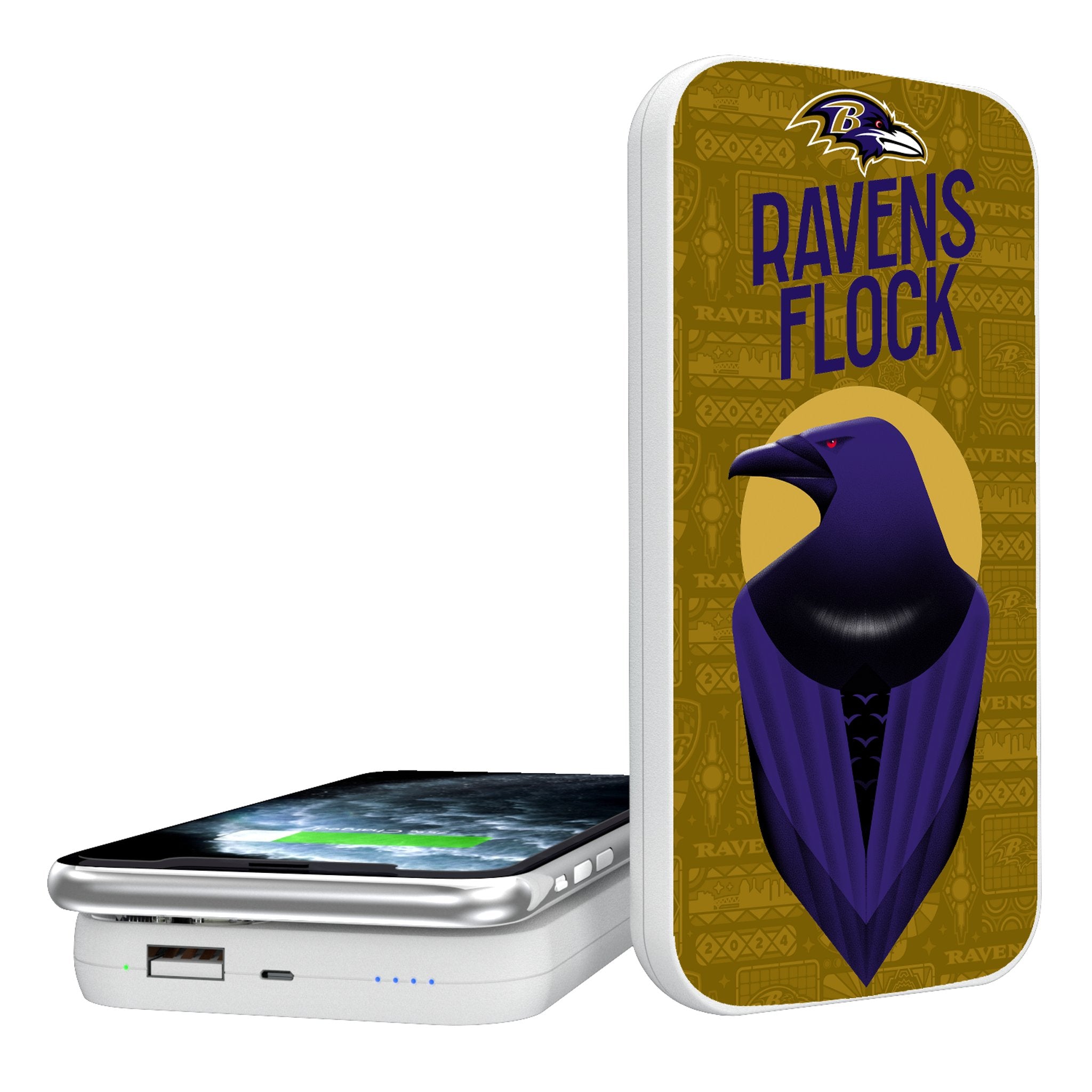 Baltimore Ravens 2024 Limited Edition 5000mAh Wireless Power Bank - Fast Charging Portable Battery for iPhone, Android - Perfect for Travel, Gameday & On-the-Go Charging