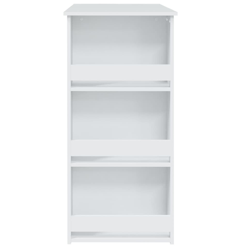 vidaXL White Bar Table with Storage Rack - Space-Saving Kitchen & Dining Solution - Durable Engineered Wood Modern Design - Perfect for Small Apartments, Breakfast Nooks & Entertaining Guests