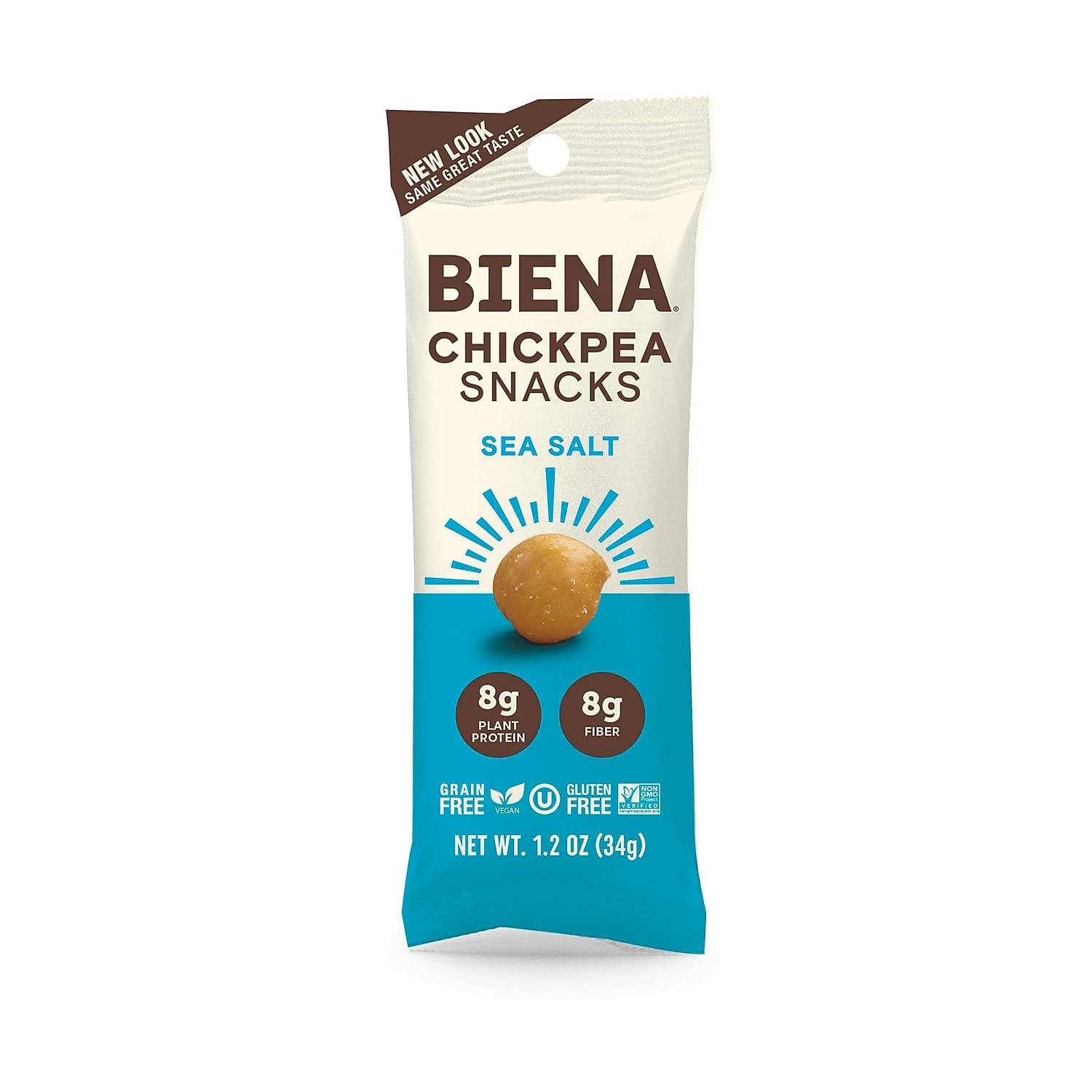 Biena Sea Salt Roasted Chickpea Snacks - 1.2oz (40 Pack) | Healthy Vegan Protein Snack for On-the-Go, Office & Travel