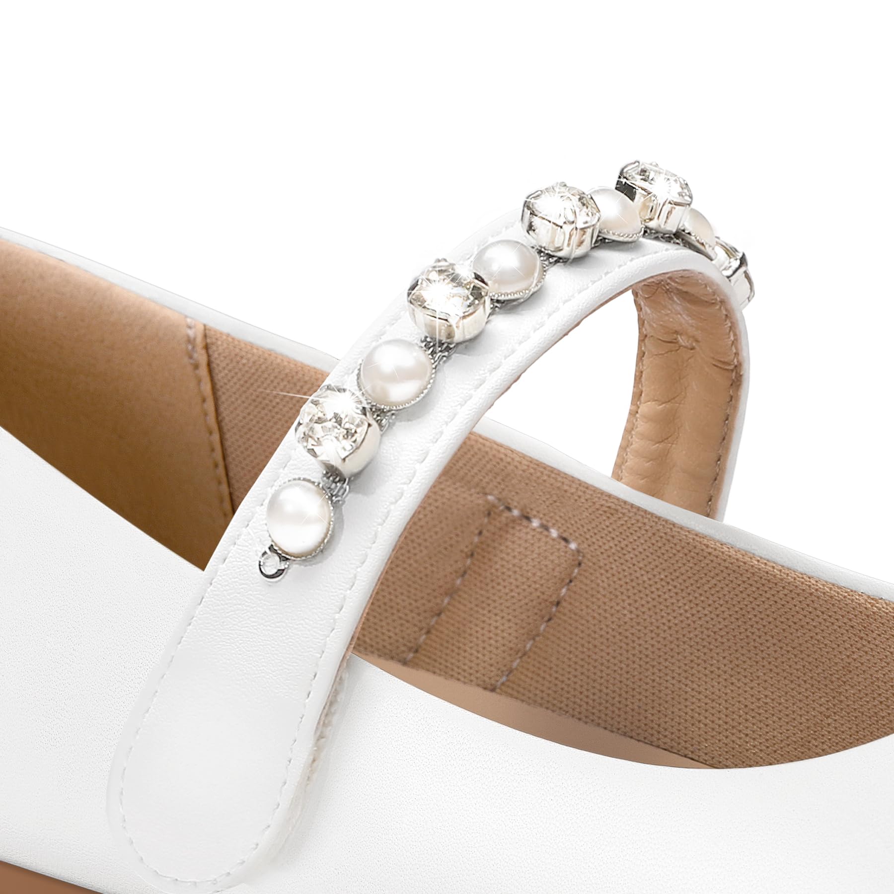 KomForme Girls Ballet Flats with Pearl Rhinestones - Mary Jane Slip-On Shoes for Toddler/Little Kid/Big Kid - Perfect for Party, School, Wedding & Dress Occasions