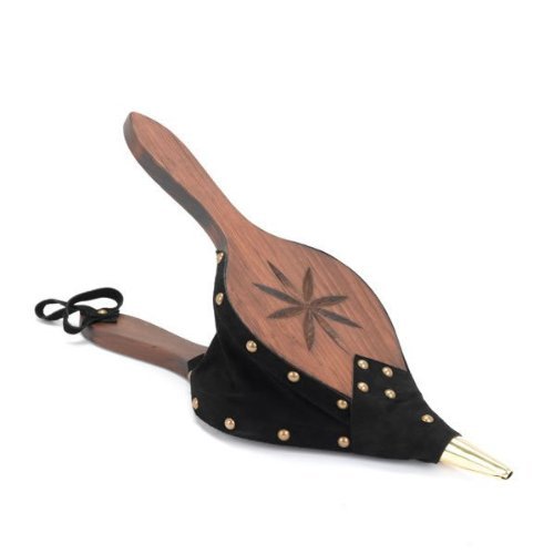 Company 68020 Rosette Oil Finished Pine Bellows with Leather Trim - 7.5 x 21 Inches - Handcrafted Fireplace Blower for Wood Stoves & Home Decor