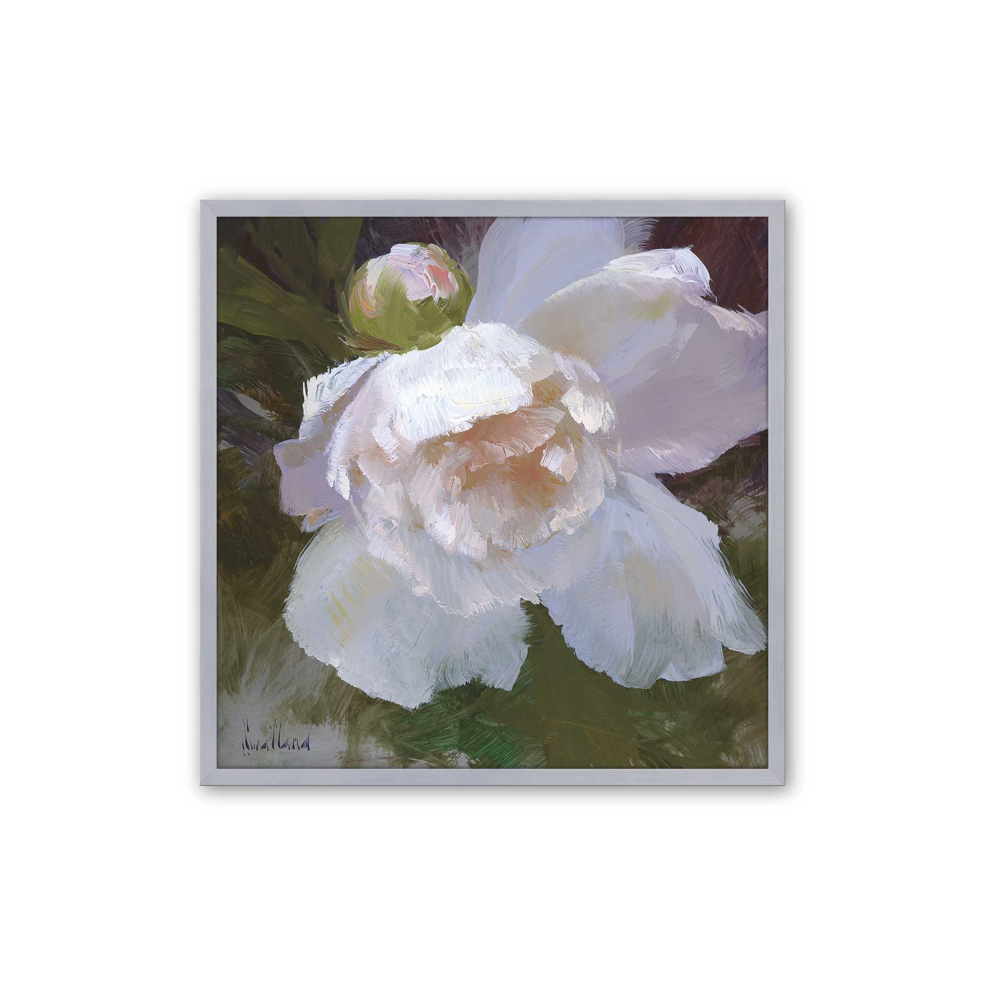 Elegant White Peony Flower Art Prints - Set of 2, Framed Wall Decor for Living Room, Bedroom & Office - Perfect for Home Decor & Wedding Gifts