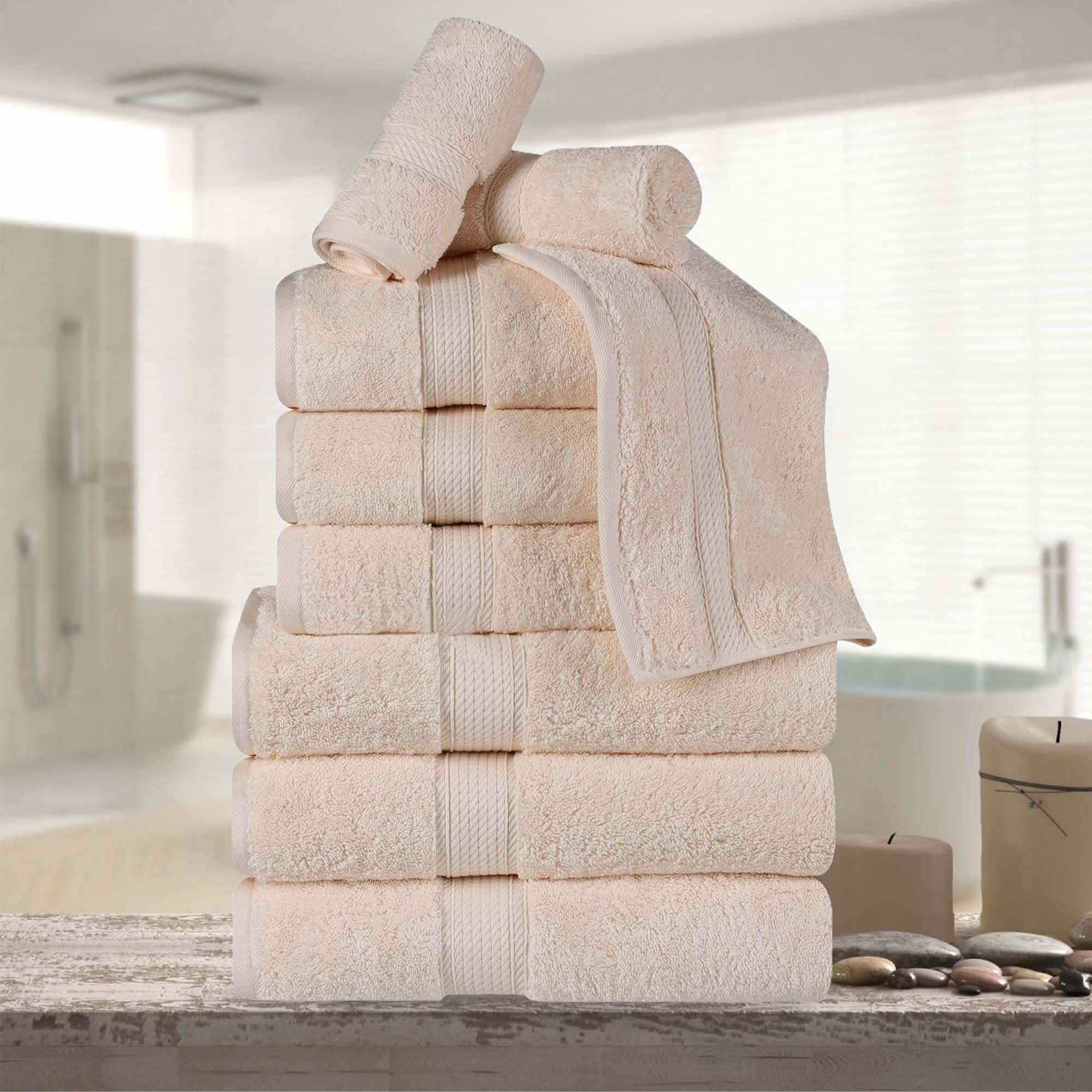 Premium Egyptian Cotton 9-Piece Towel Set - Ultra Soft, Heavyweight & Luxurious for Bath, Spa & Guest Use