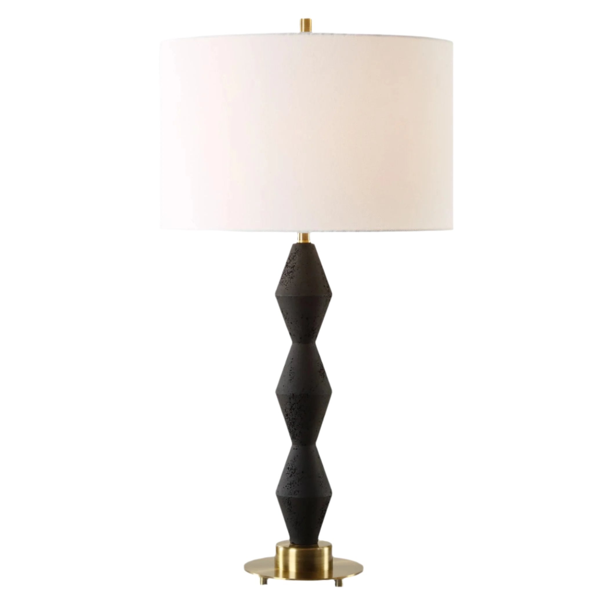 Trinity Black Stone Table Lamp - Modern Decorative Lighting for Bedroom, Living Room & Office | Dimmable LED Desk Lamp with Natural Stone Base