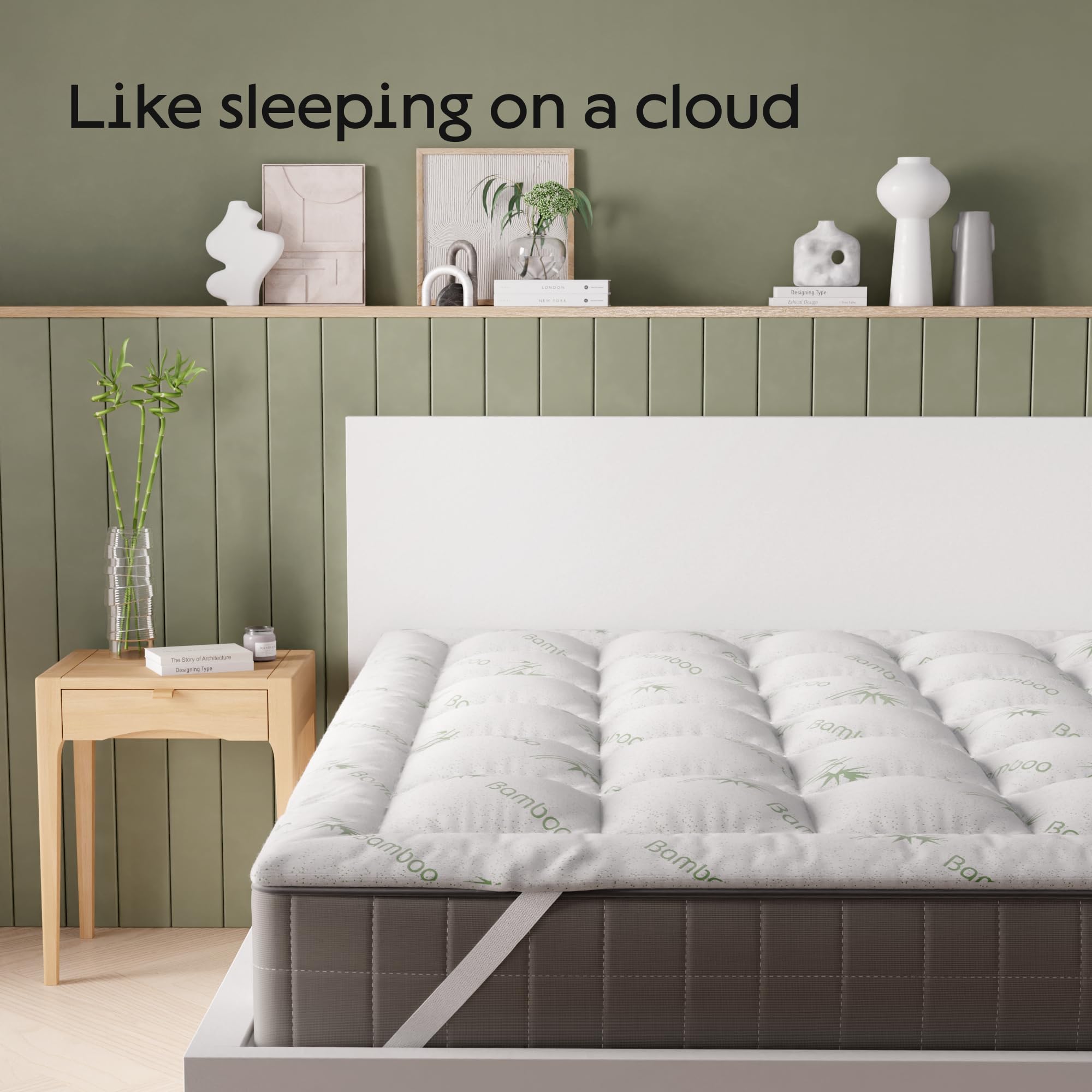 Niagara King Mattress Topper - Cooling Bamboo Viscose Mattress Pad with Deep Pocket for Back Pain Relief - Soft & Thick Pillow Top Mattress Topper for King Size Beds - Perfect for Hot Sleepers & Pressure Relief
