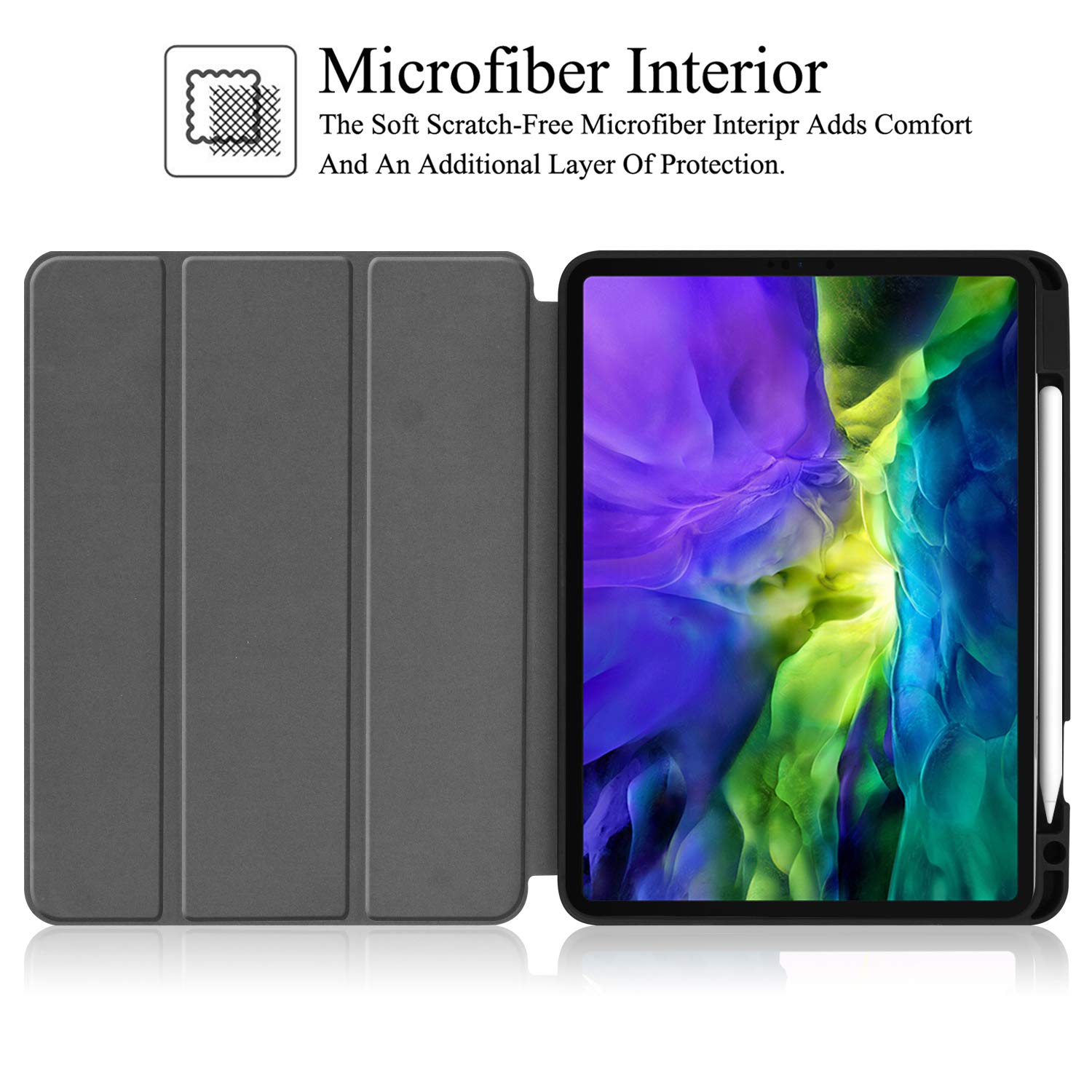 Premium iPad Pro 12.9 Case (5th/4th Gen 2021/2020) - Trifold Stand Cover with Apple Pencil Holder, Auto Sleep/Wake & Adjustable Viewing Angles | Perfect for Work, Study & Entertainment