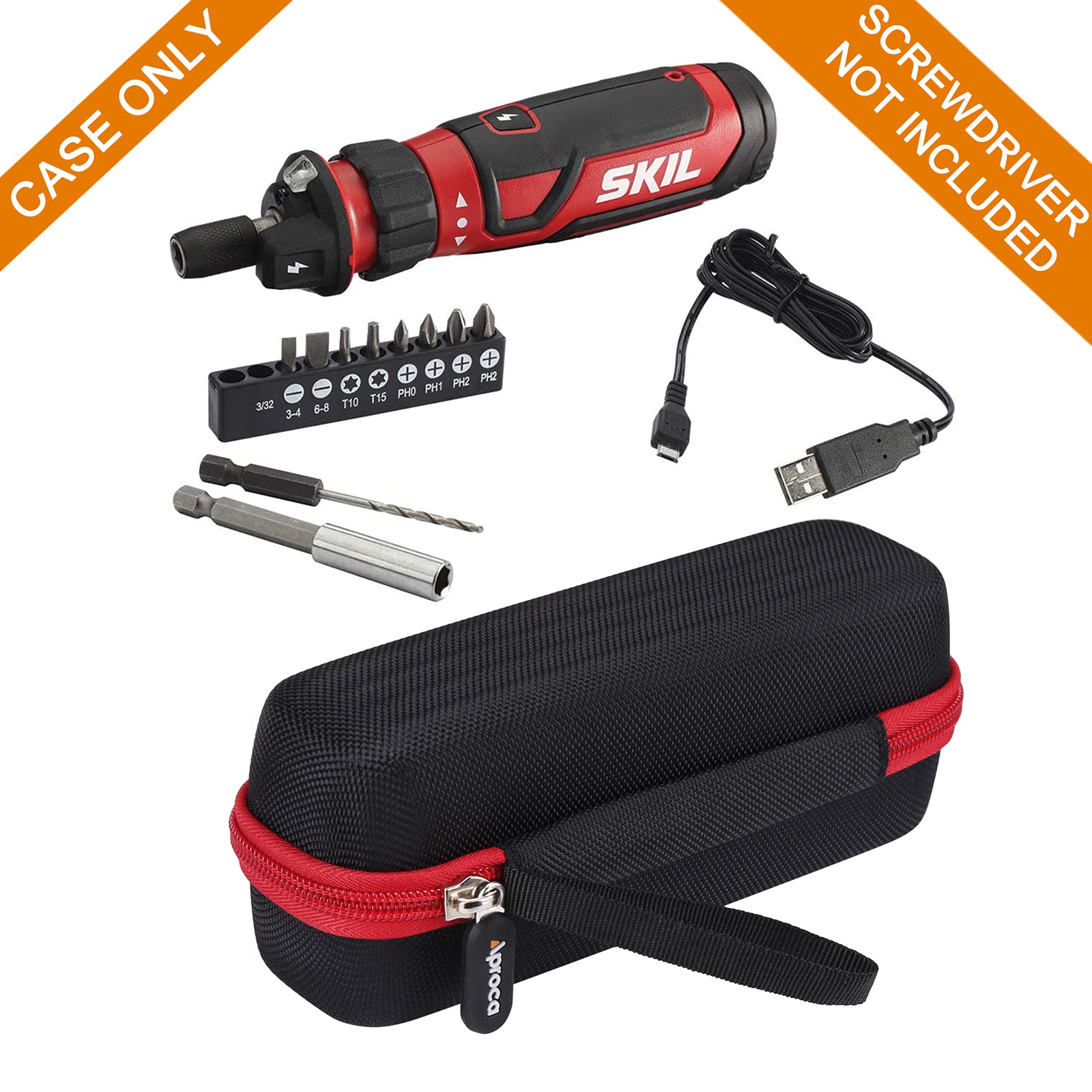 Aproca Hard Storage Travel Case for SKIL 4V Cordless Screwdriver & Accessories - Durable Protective Organizer for DIY Tools, Home Repair, and On-the-Go Projects
