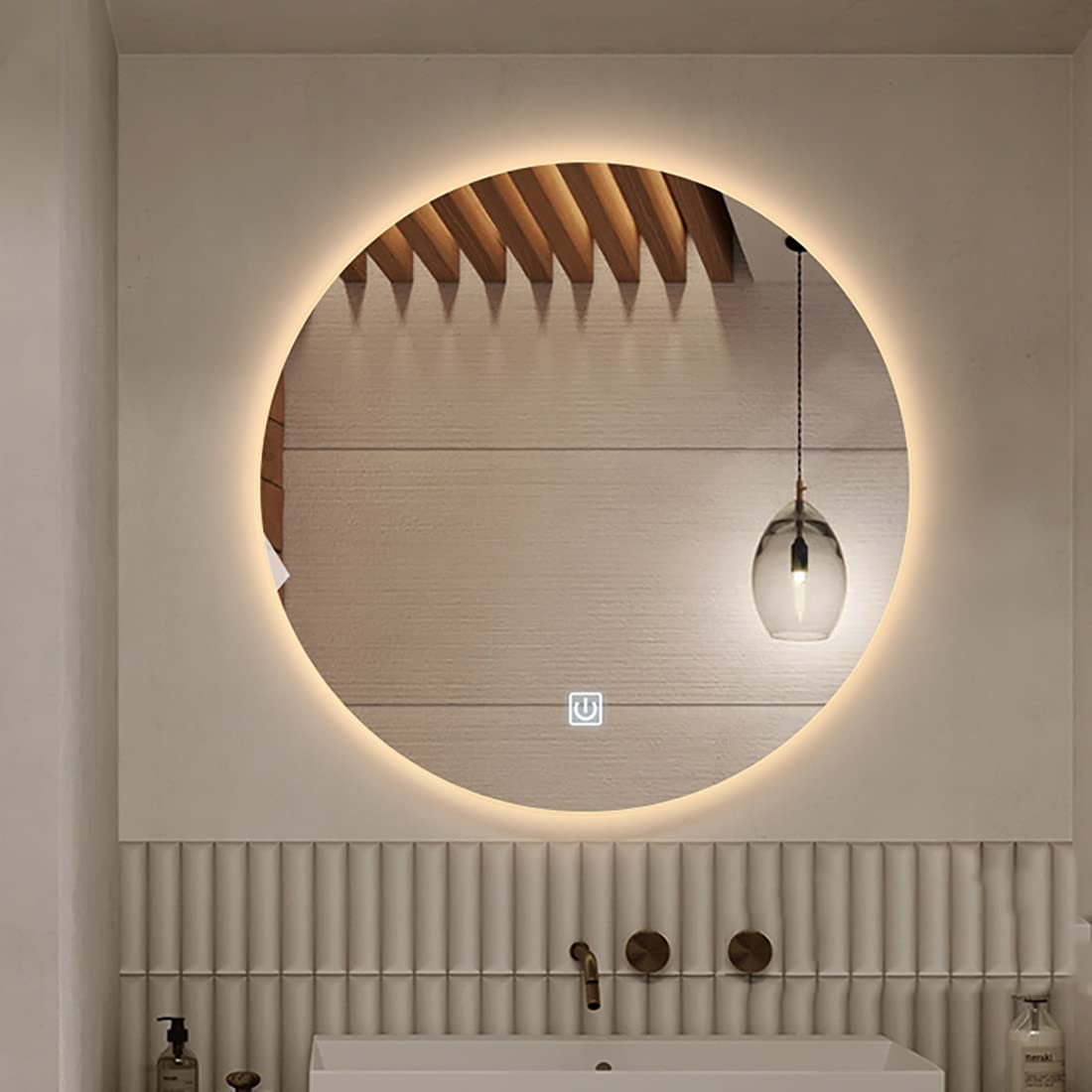 Round LED Bathroom Vanity Mirror with 3 Color Lights - Frameless Wall-Mounted Mirror for Bathroom, Vanity & Bedroom - Perfect for Makeup, Grooming & Home Decor