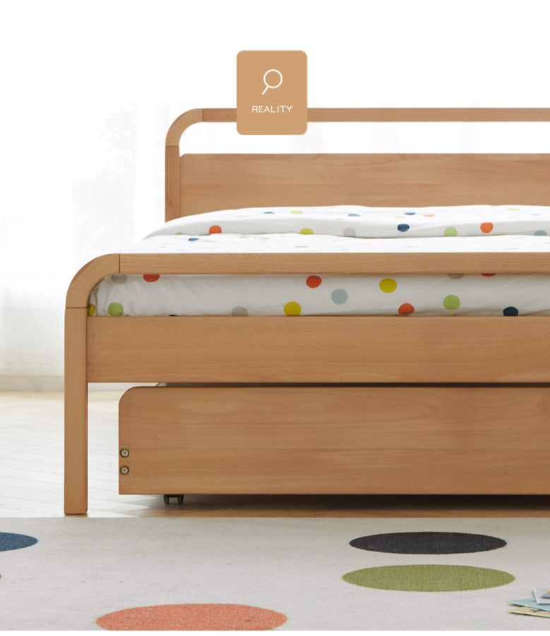 Solid Beech Wood Space-Saving Bunk Bed with Guardrails - Sturdy Twin Over Twin Loft Bed for Kids & Teens - Perfect for Small Bedrooms, Guest Rooms & Dormitories