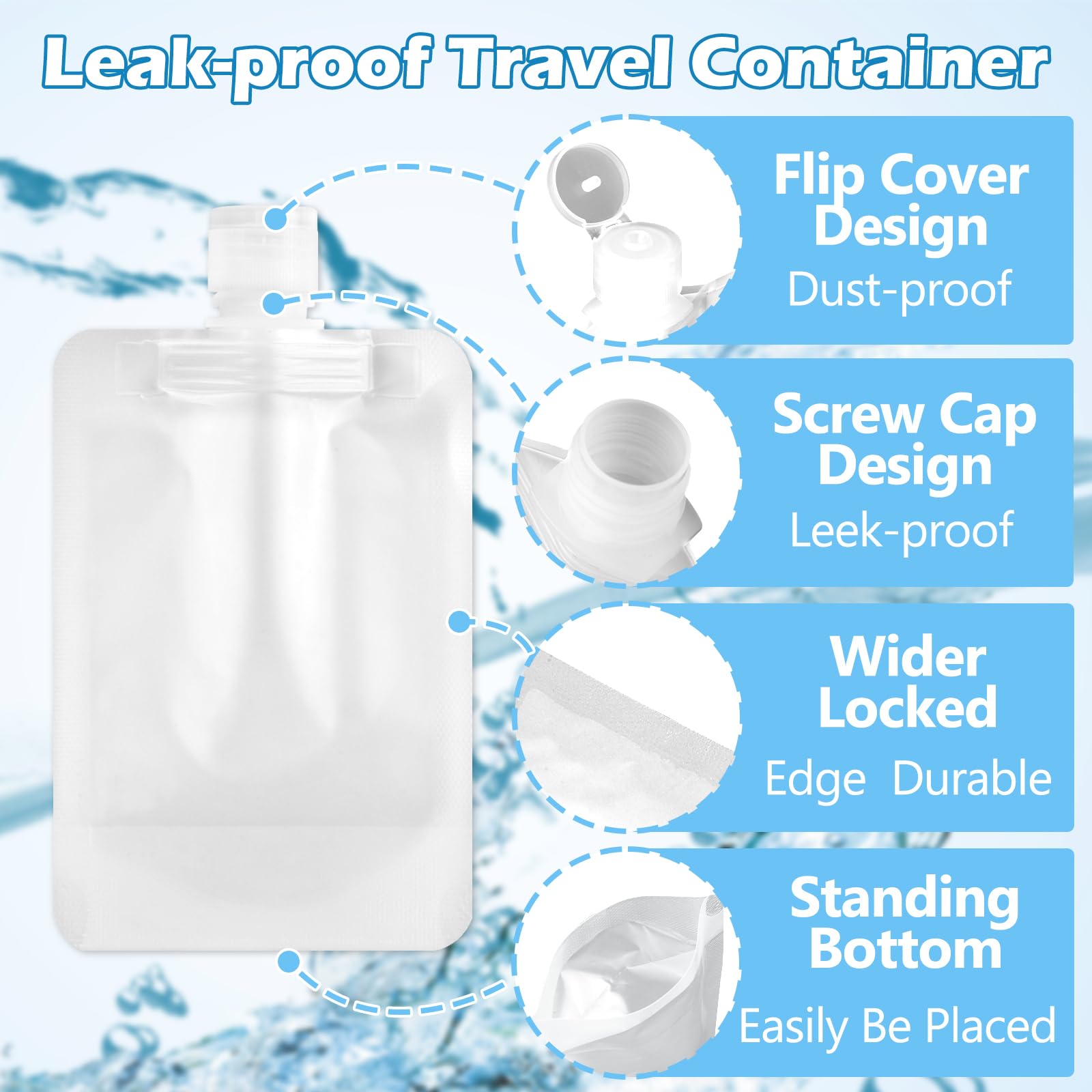 15 Pcs Travel Bottles for Toiletries - 30ml/50ml/100ml Leakproof Refillable Containers with Labels for Shampoo, Lotion, Cosmetics | Perfect for Air Travel, Gym, Camping & Vacation Essentials