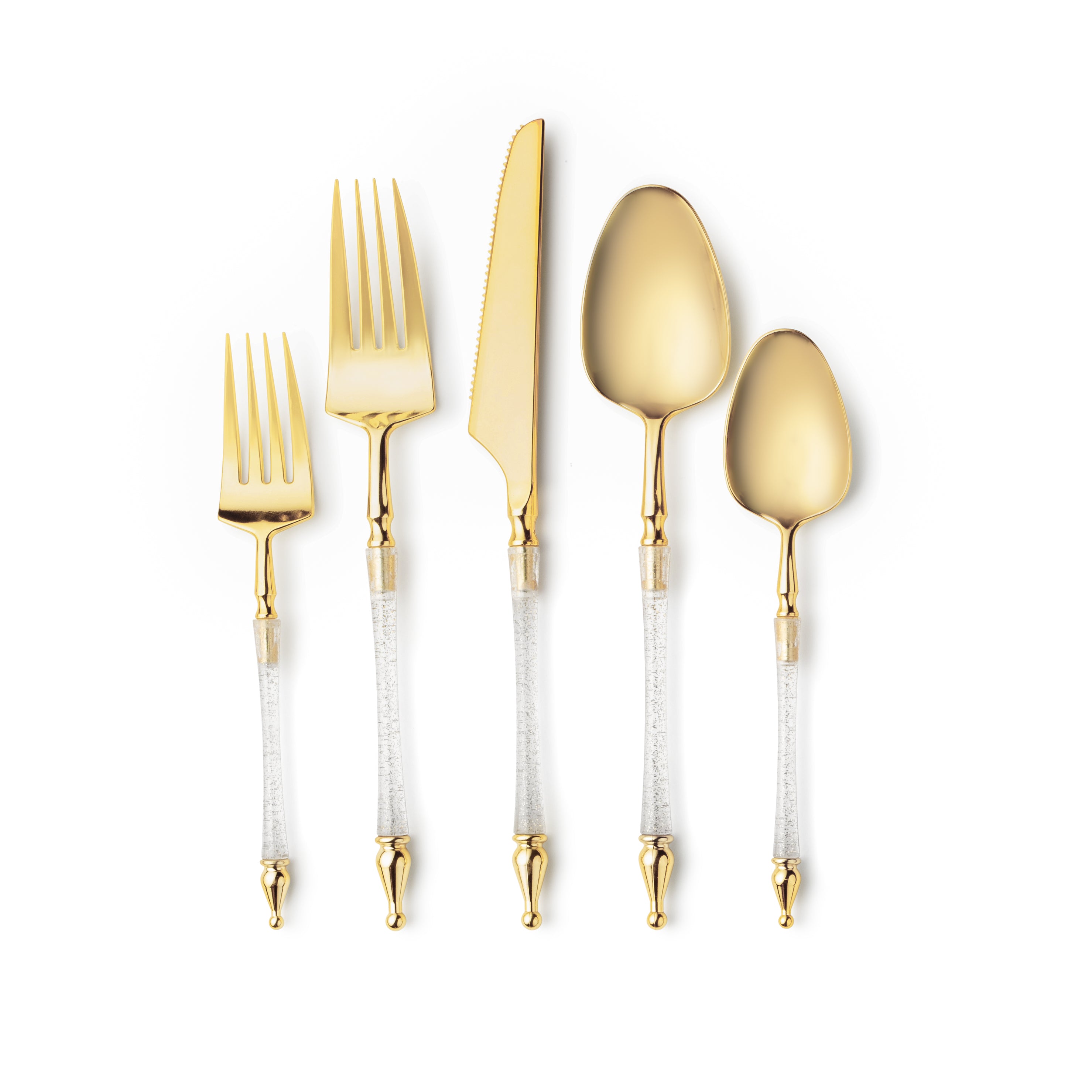 Elegant Gold and Silver Glitter Flatware Set - 40-Piece Dinnerware for 8, Perfect for Weddings, Parties, and Holiday Dining