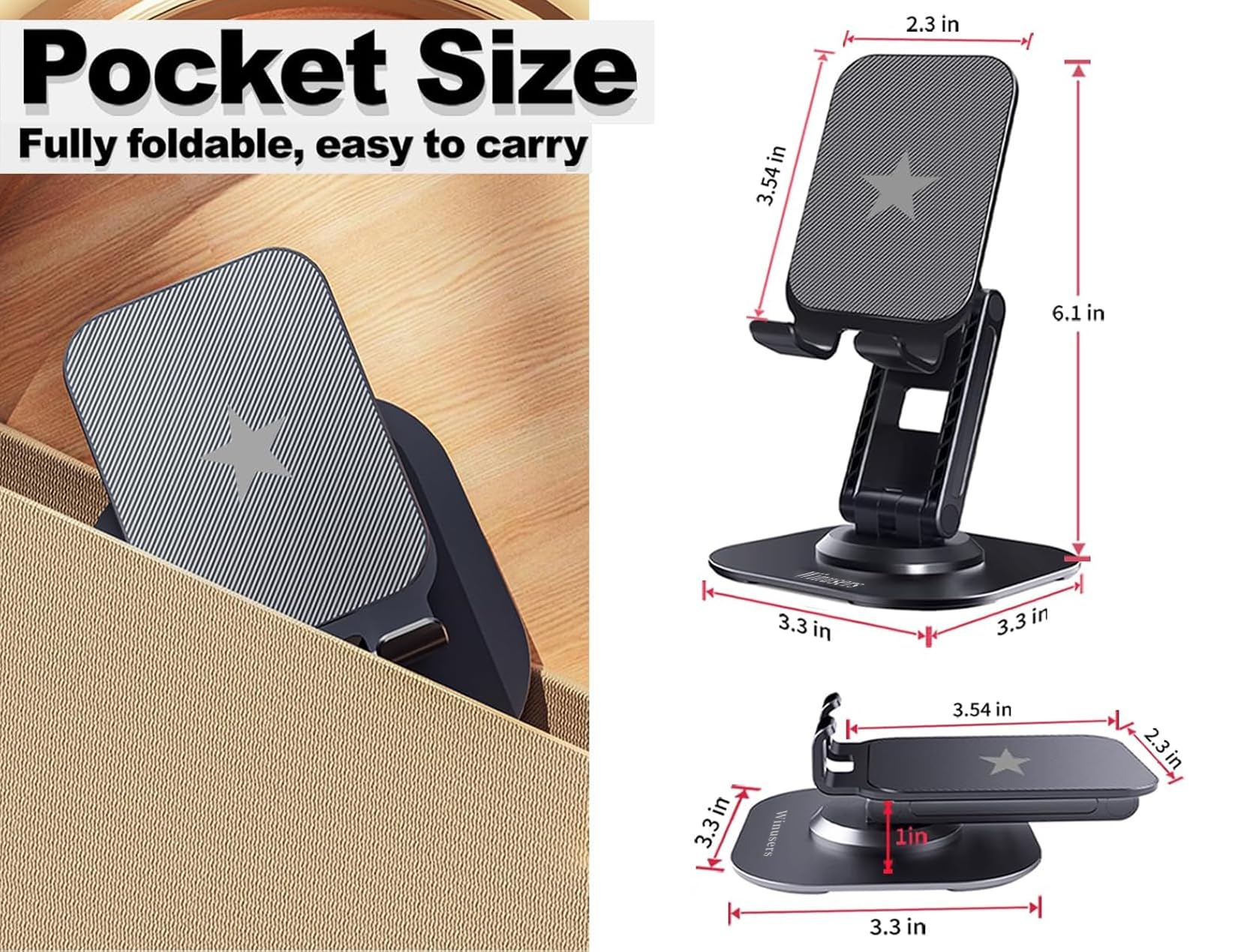 360° Adjustable Metal Phone Stand - Compatible with iPhone 16Pro/15/14, Nintendo Switch - Perfect for Desk & Gaming