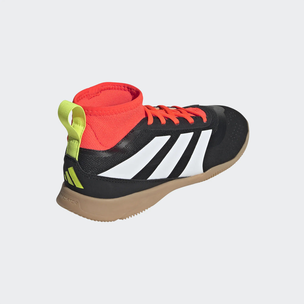 Adidas Predator League Junior Indoor Football Shoes - Black/White/Solar Red - Kids Soccer Cleats for Indoor Training & Matches