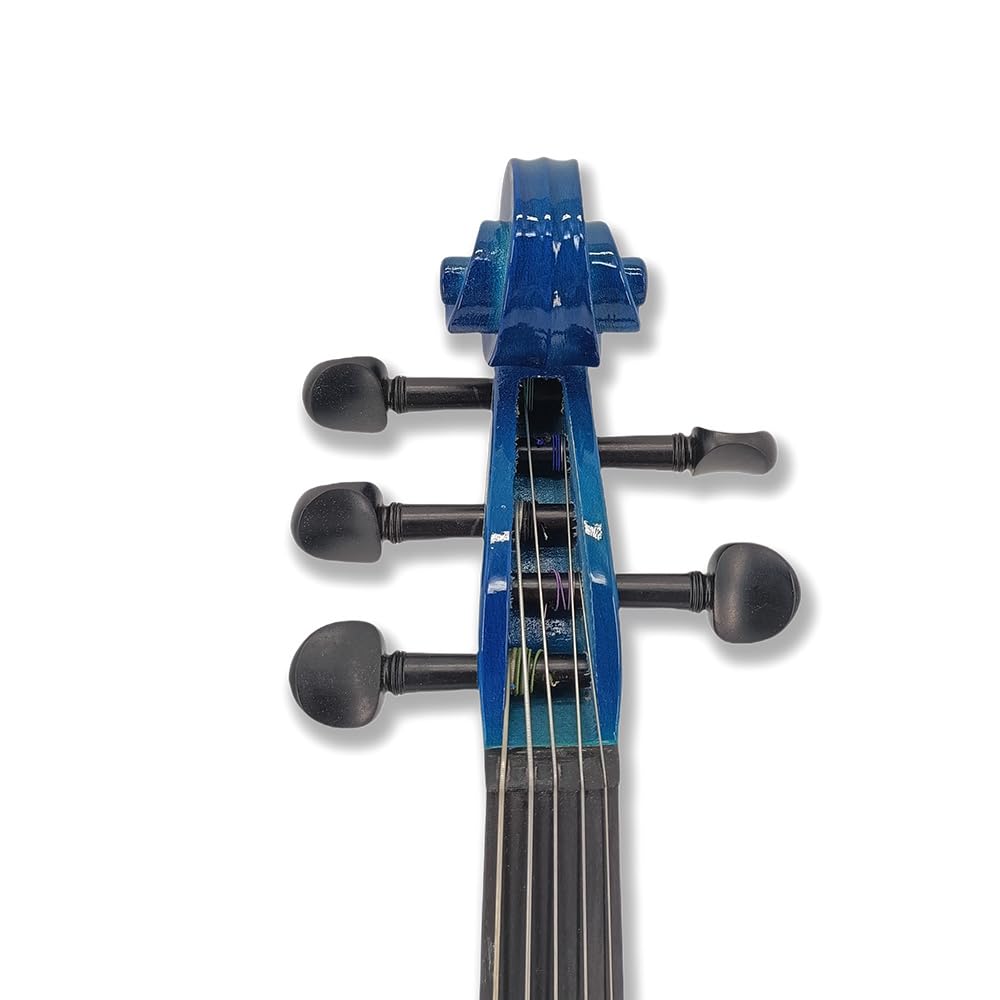 5 Strings Electric Viola 16 Inch Full Size - Solid Wood Ebony Fretboard with Viola Case & Bow (Blue) | Professional Electric Violin for Live Performances, Studio Recording & Music Practice